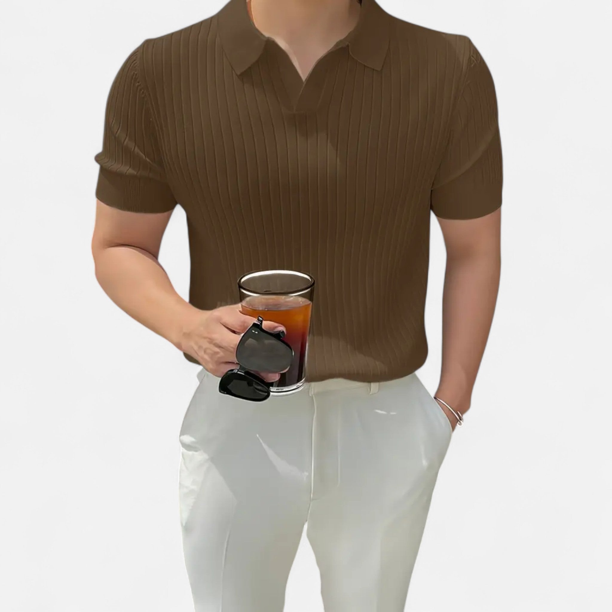 Etclair Mode | Men’s Ribbed Knit Polo Shirt