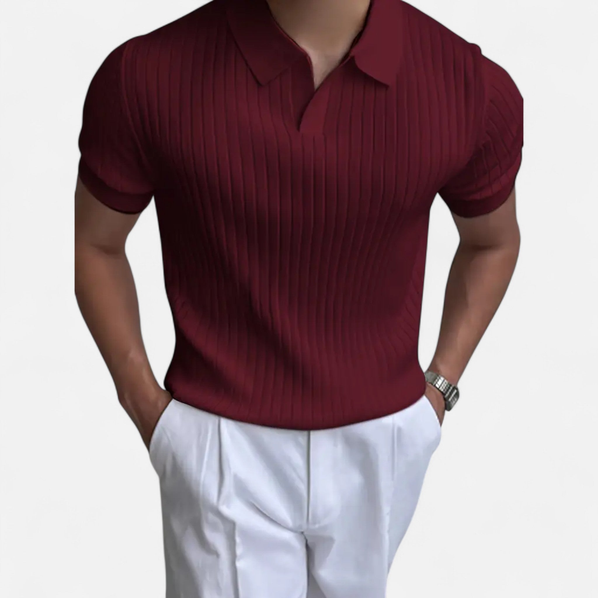 Etclair Mode | Men’s Ribbed Knit Polo Shirt