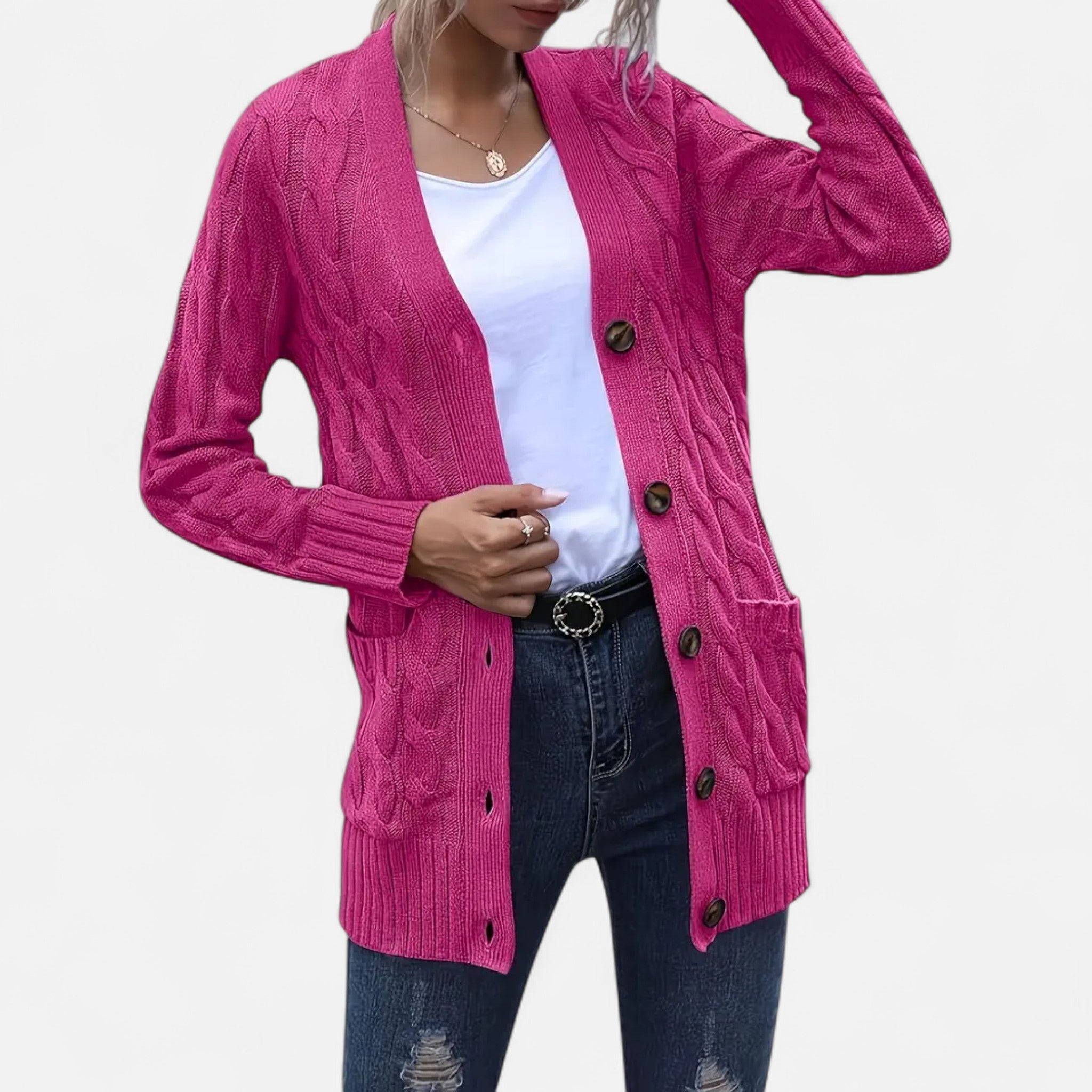 Etclair Mode | Women’s Vintage Cable Knit Cardigan