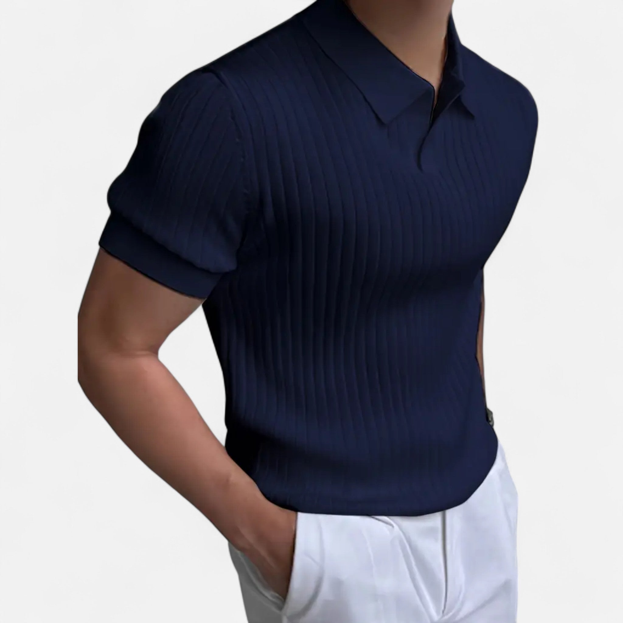 Etclair Mode | Men’s Ribbed Knit Polo Shirt