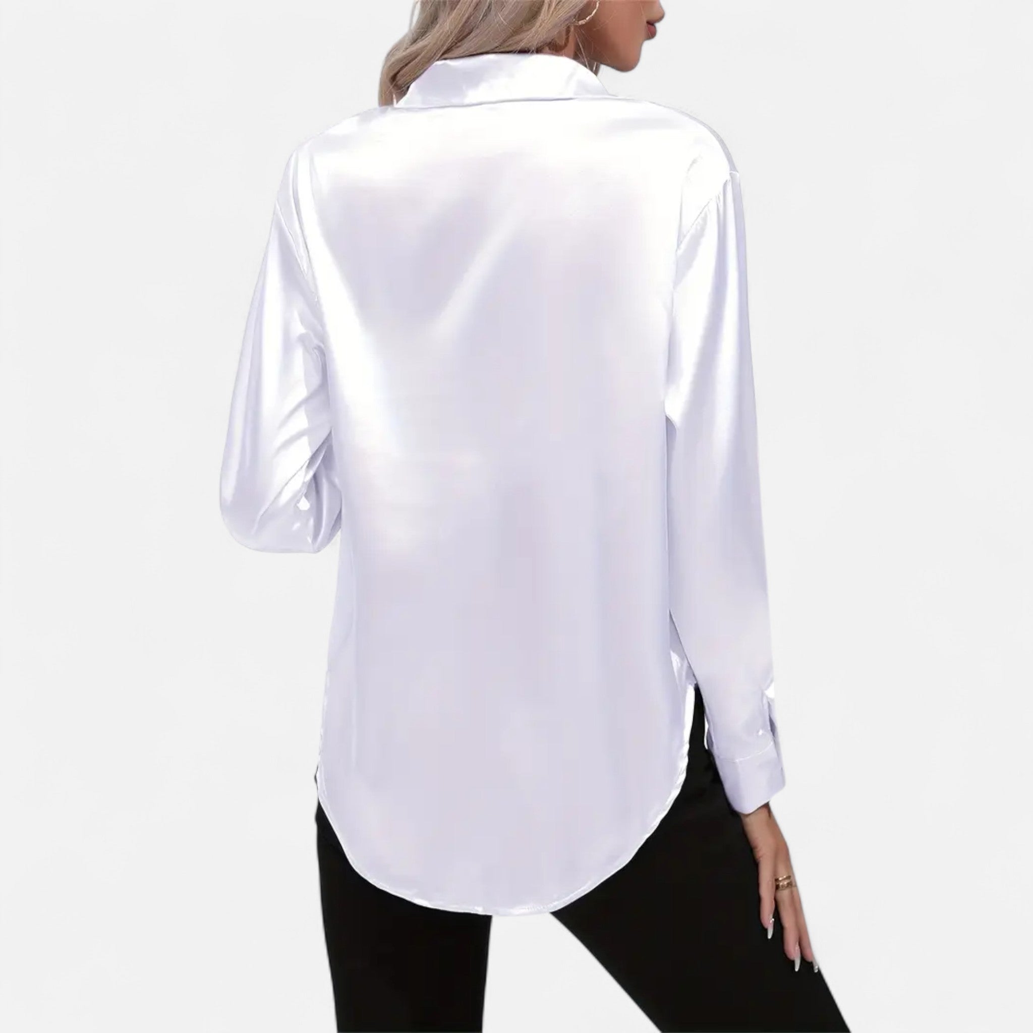 Etclair Mode | Women’s Elegant Lapel Satin Shirt