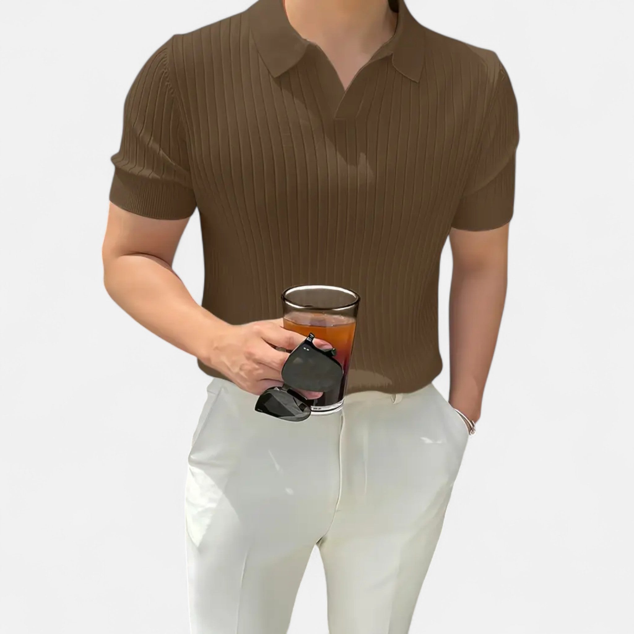 Etclair Mode | Men’s Ribbed Knit Polo Shirt