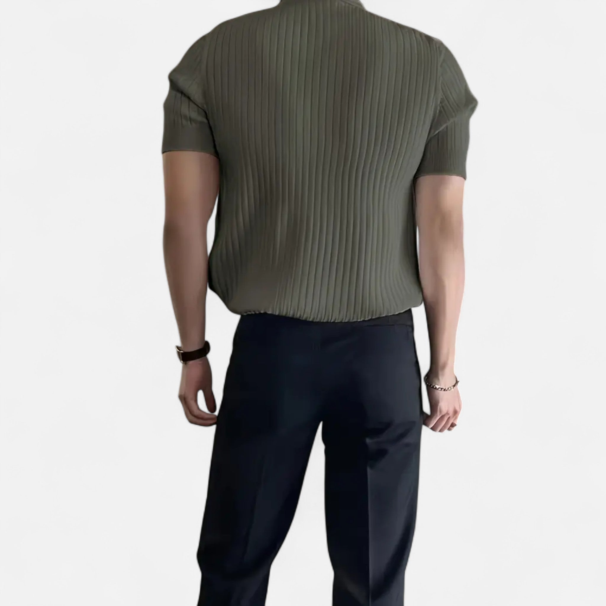 Etclair Mode | Men’s Ribbed Knit Polo Shirt