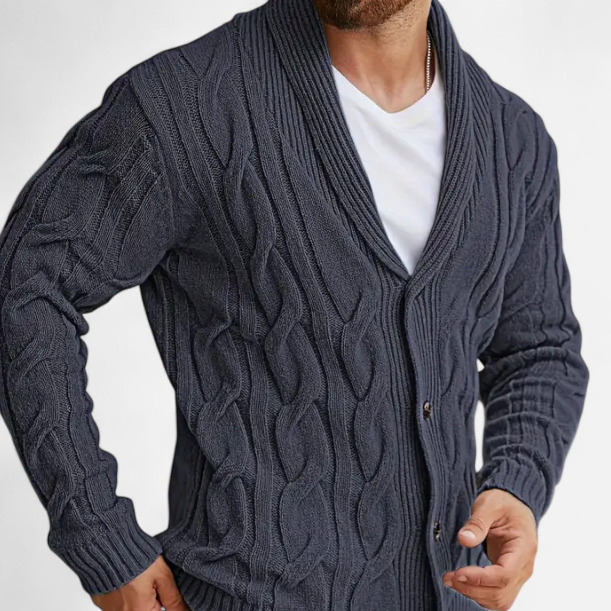 Etclair Mode | Men’s Graphic Lapel Cardigan Sweater