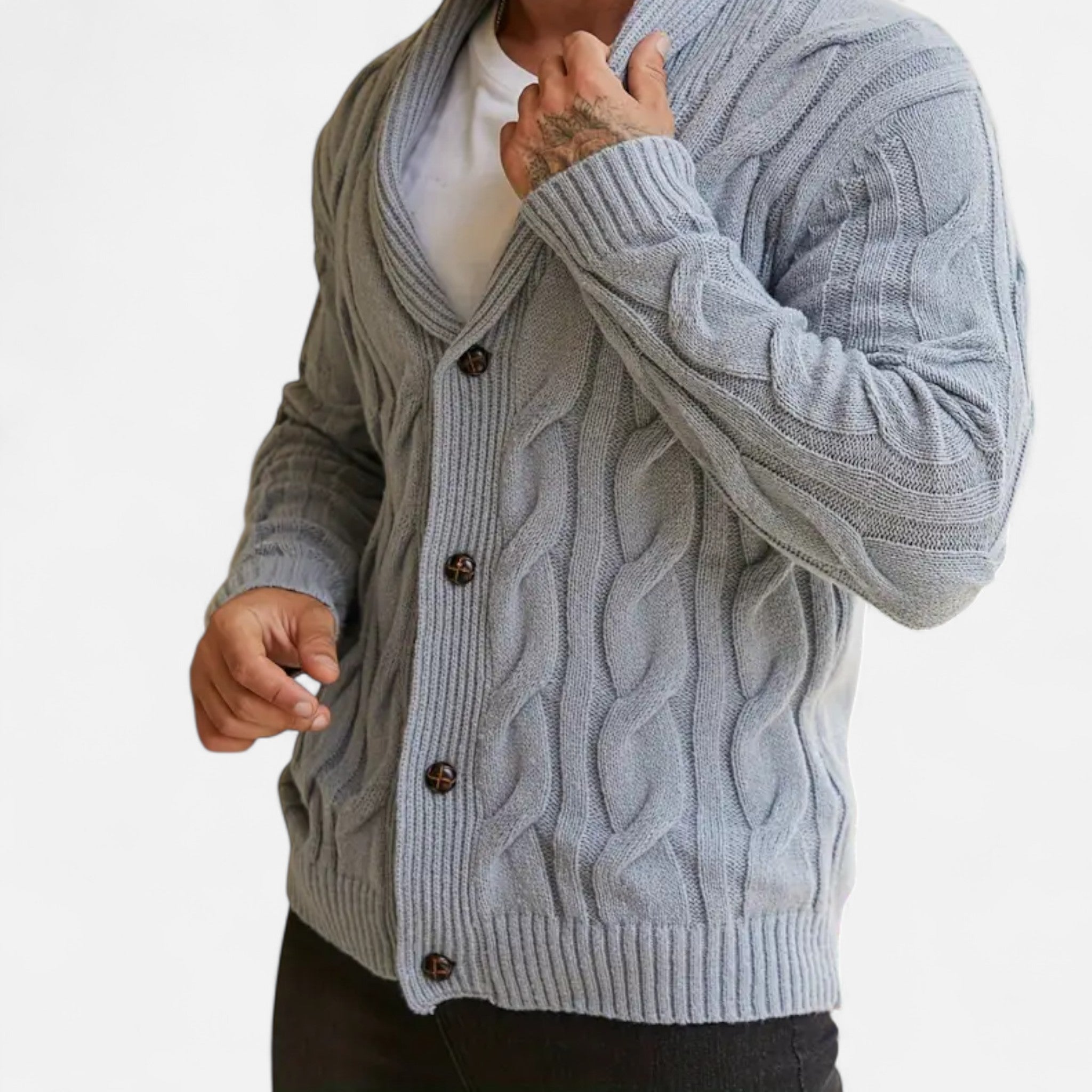 Etclair Mode | Men’s Graphic Lapel Cardigan Sweater