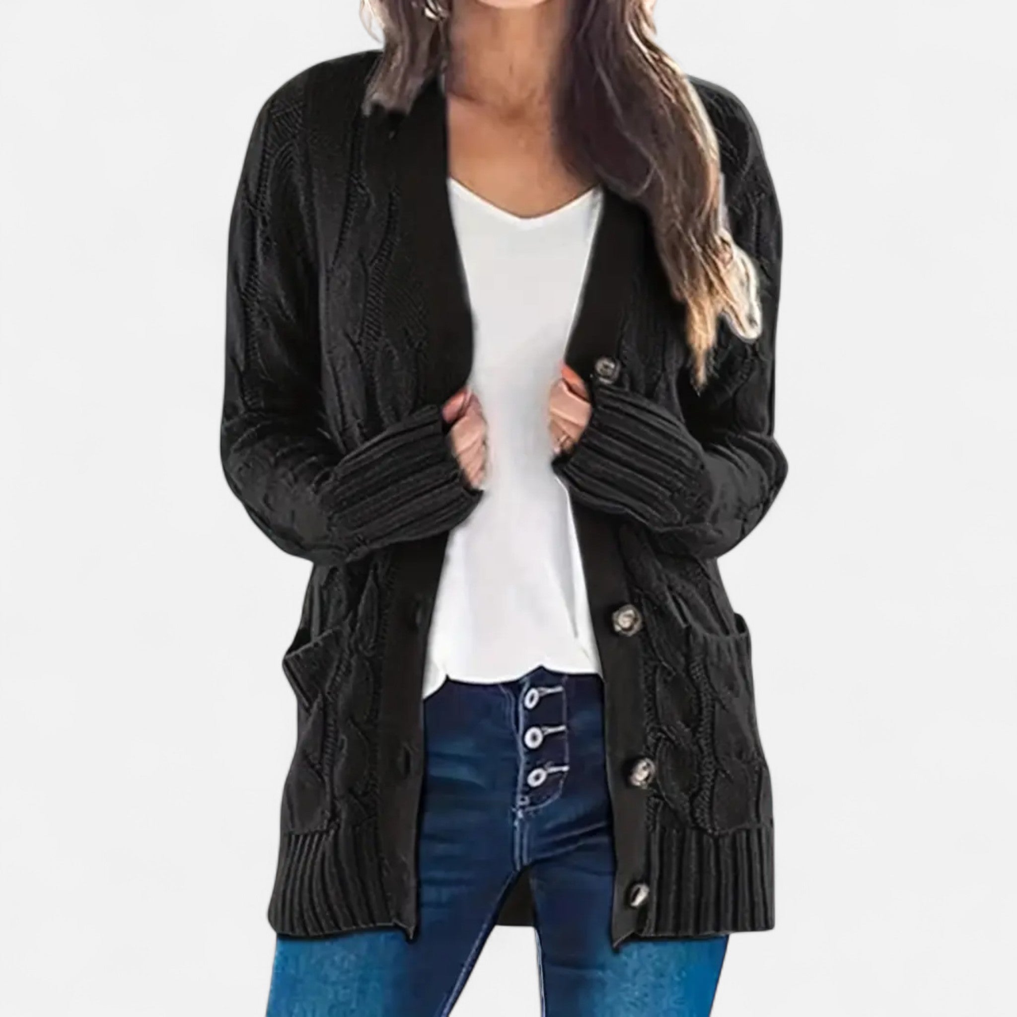 Etclair Mode | Women’s Vintage Cable Knit Cardigan