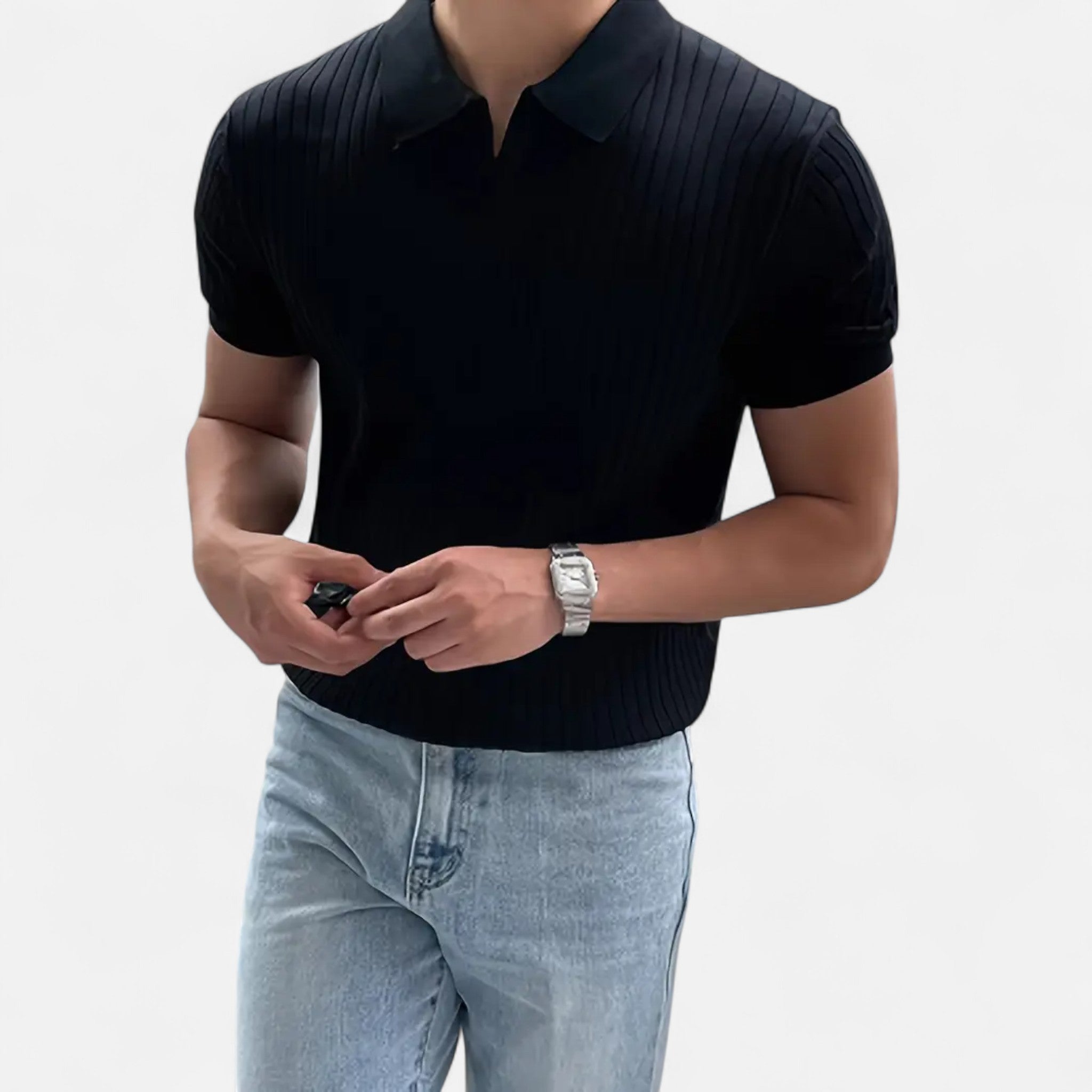 Etclair Mode | Men’s Ribbed Knit Polo Shirt