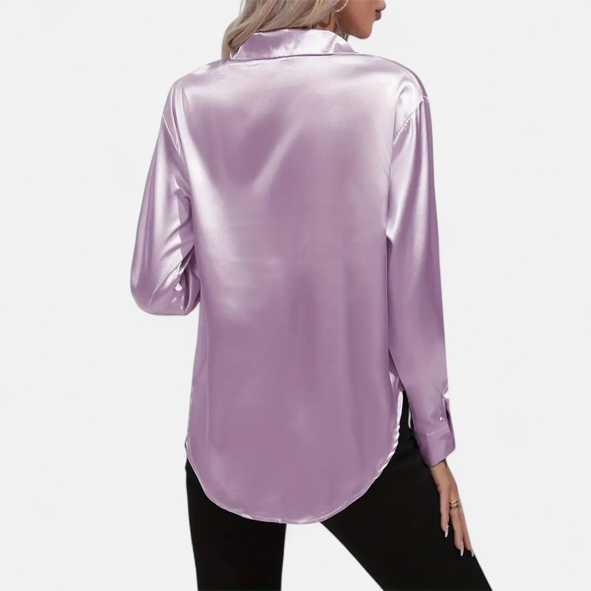 Etclair Mode | Women’s Elegant Lapel Satin Shirt