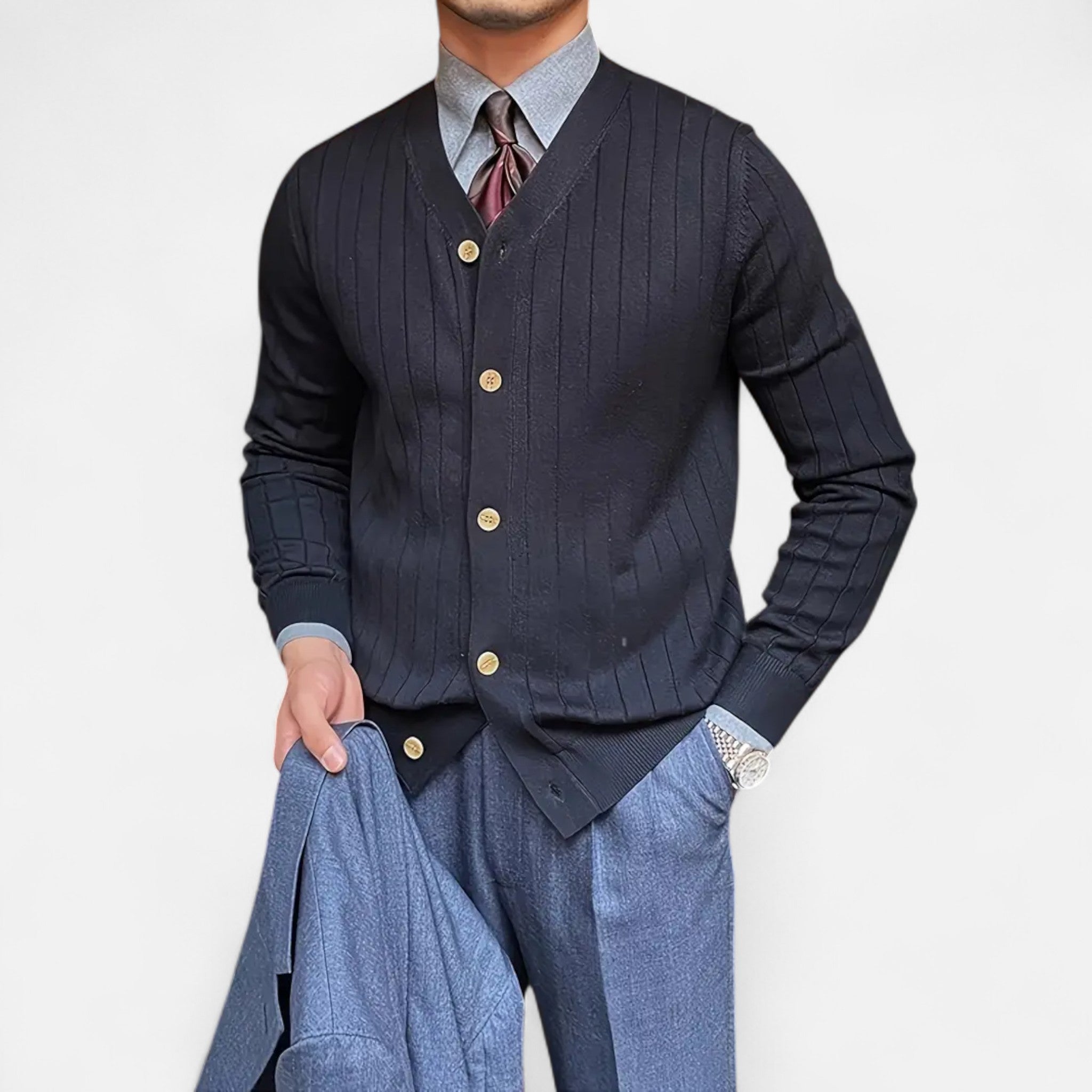Etclair Mode | Men’s Classic Wool Button Cardigan