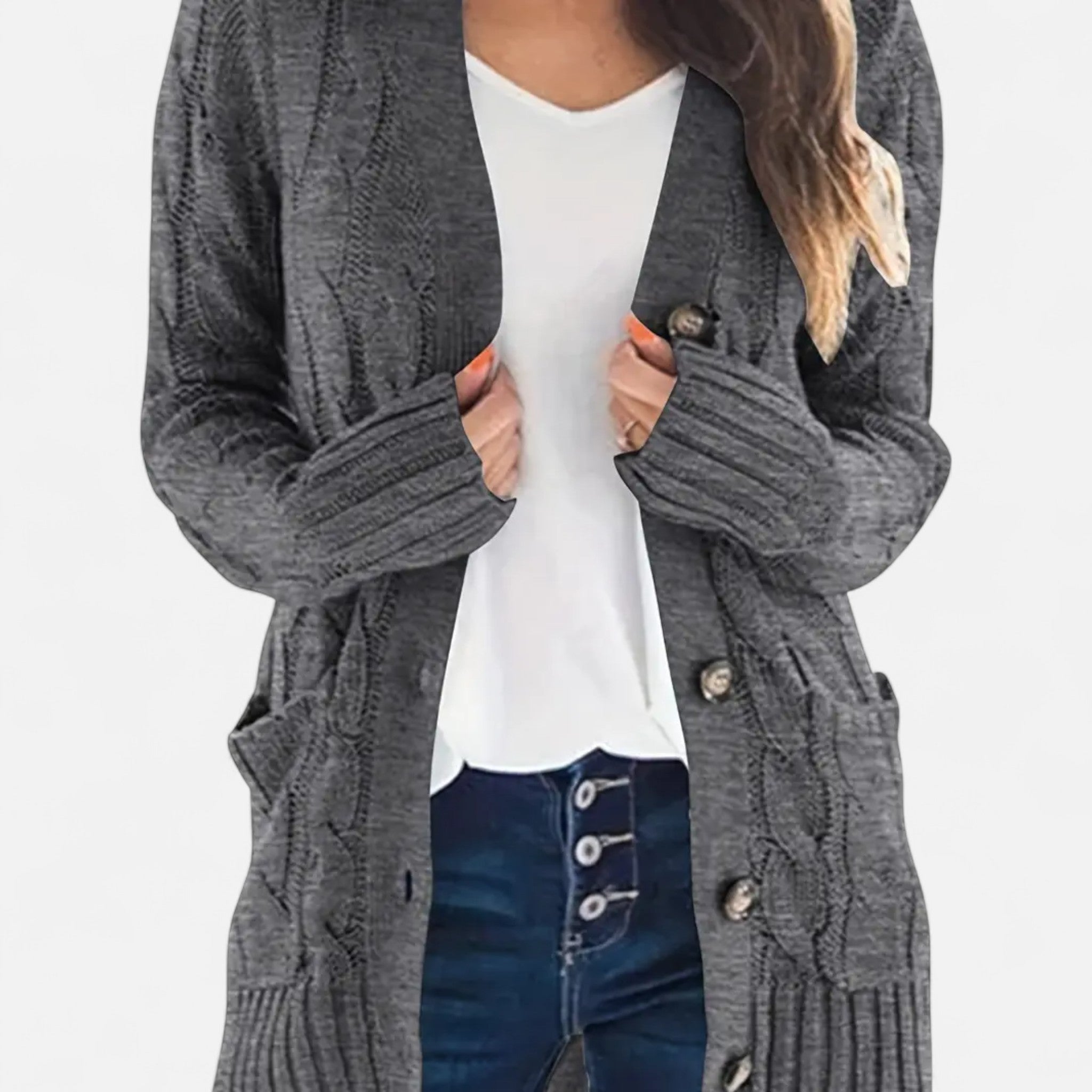 Etclair Mode | Women’s Vintage Cable Knit Cardigan
