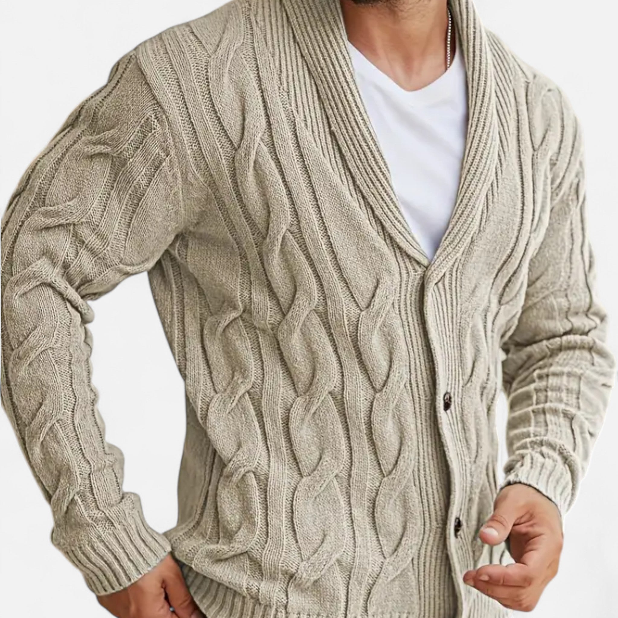 Etclair Mode | Men’s Graphic Lapel Cardigan Sweater