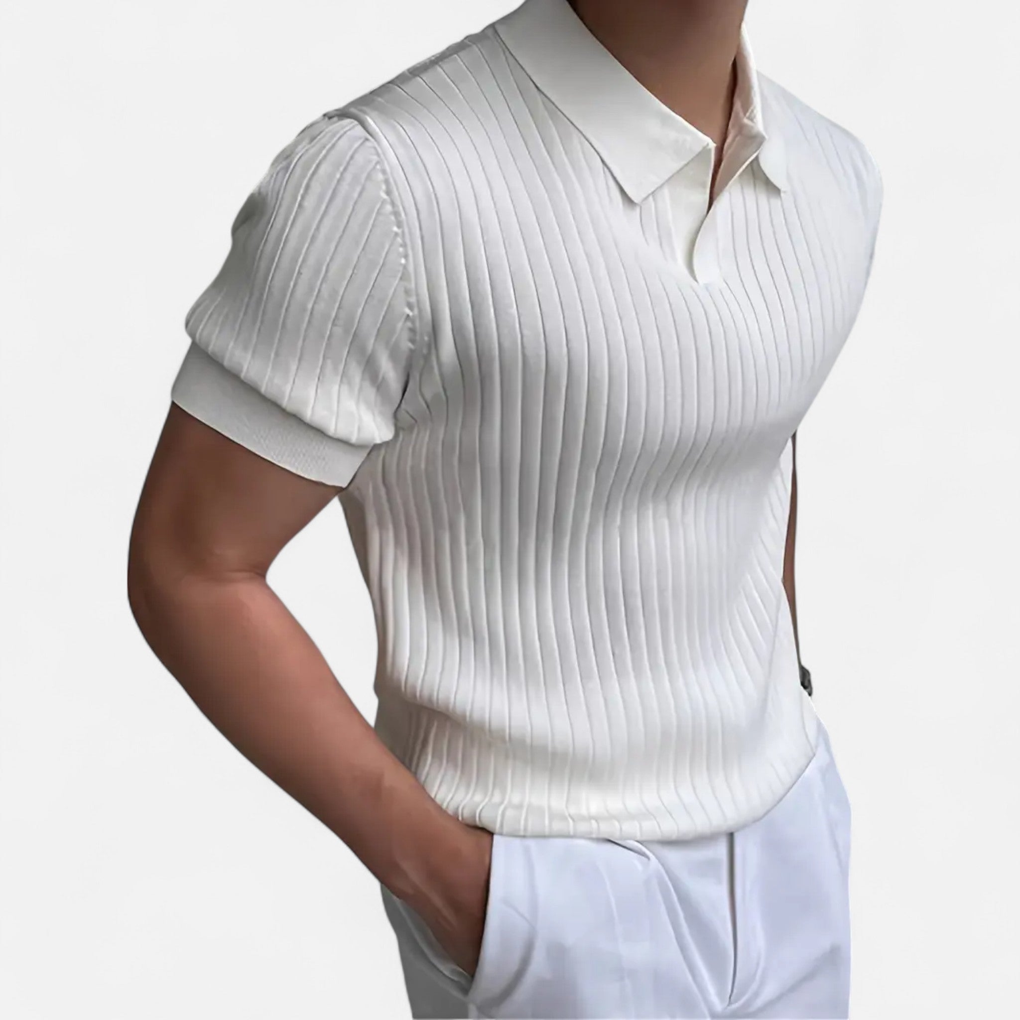 Etclair Mode | Men’s Ribbed Knit Polo Shirt