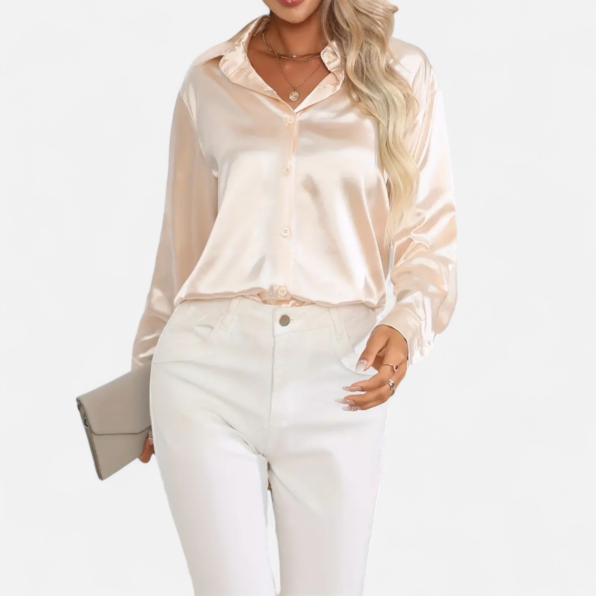 Etclair Mode | Women’s Elegant Lapel Satin Shirt