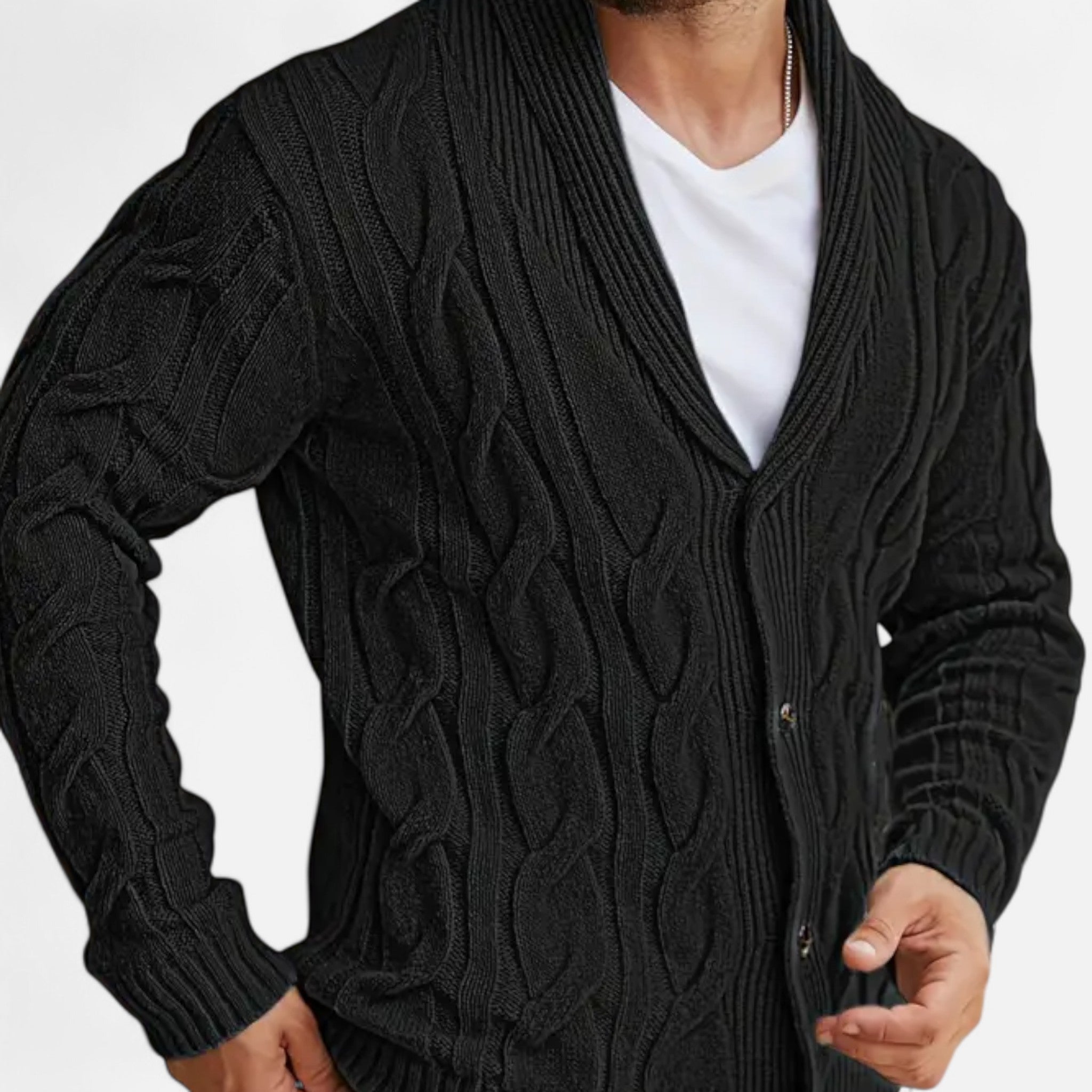 Etclair Mode | Men’s Graphic Lapel Cardigan Sweater