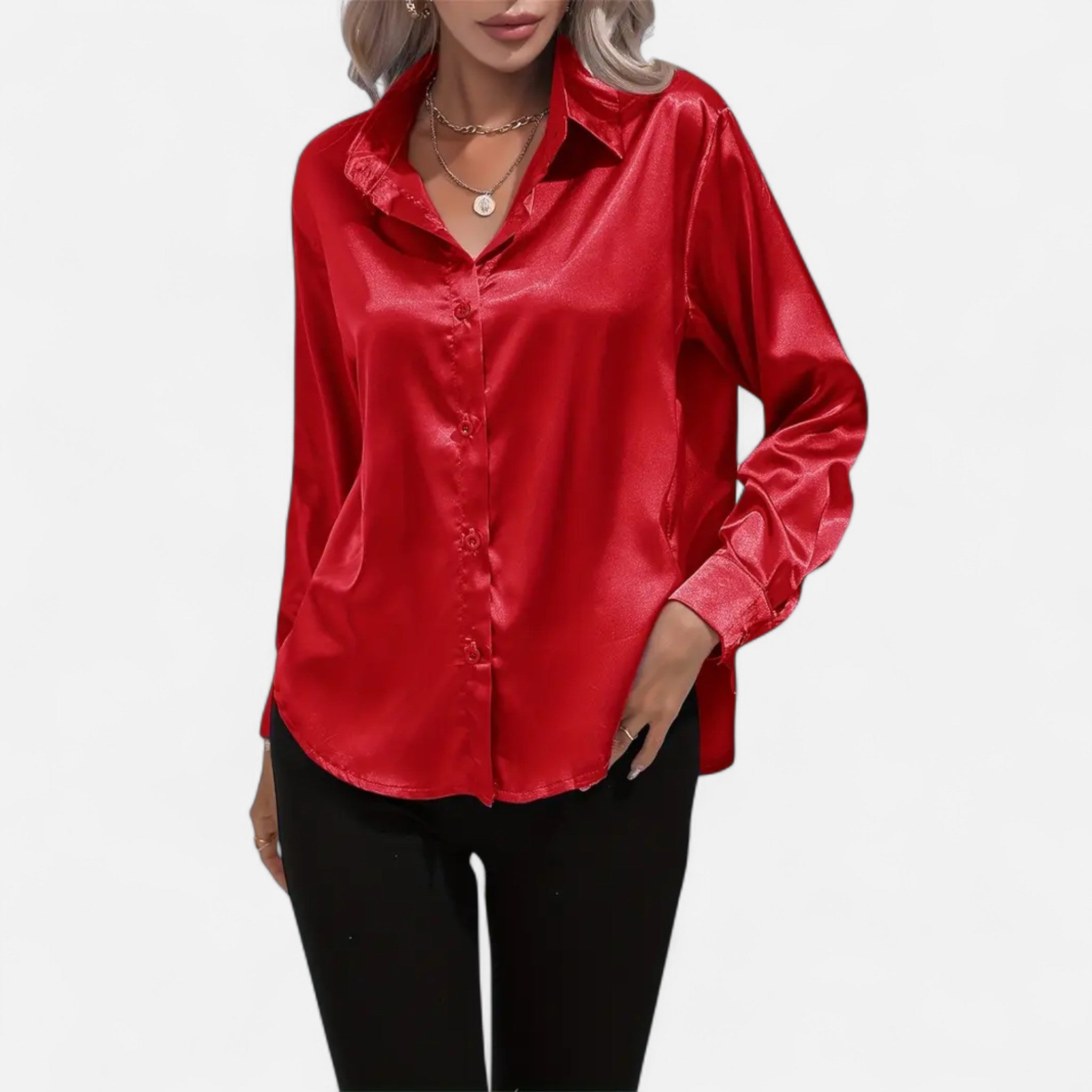 Etclair Mode | Women’s Elegant Lapel Satin Shirt