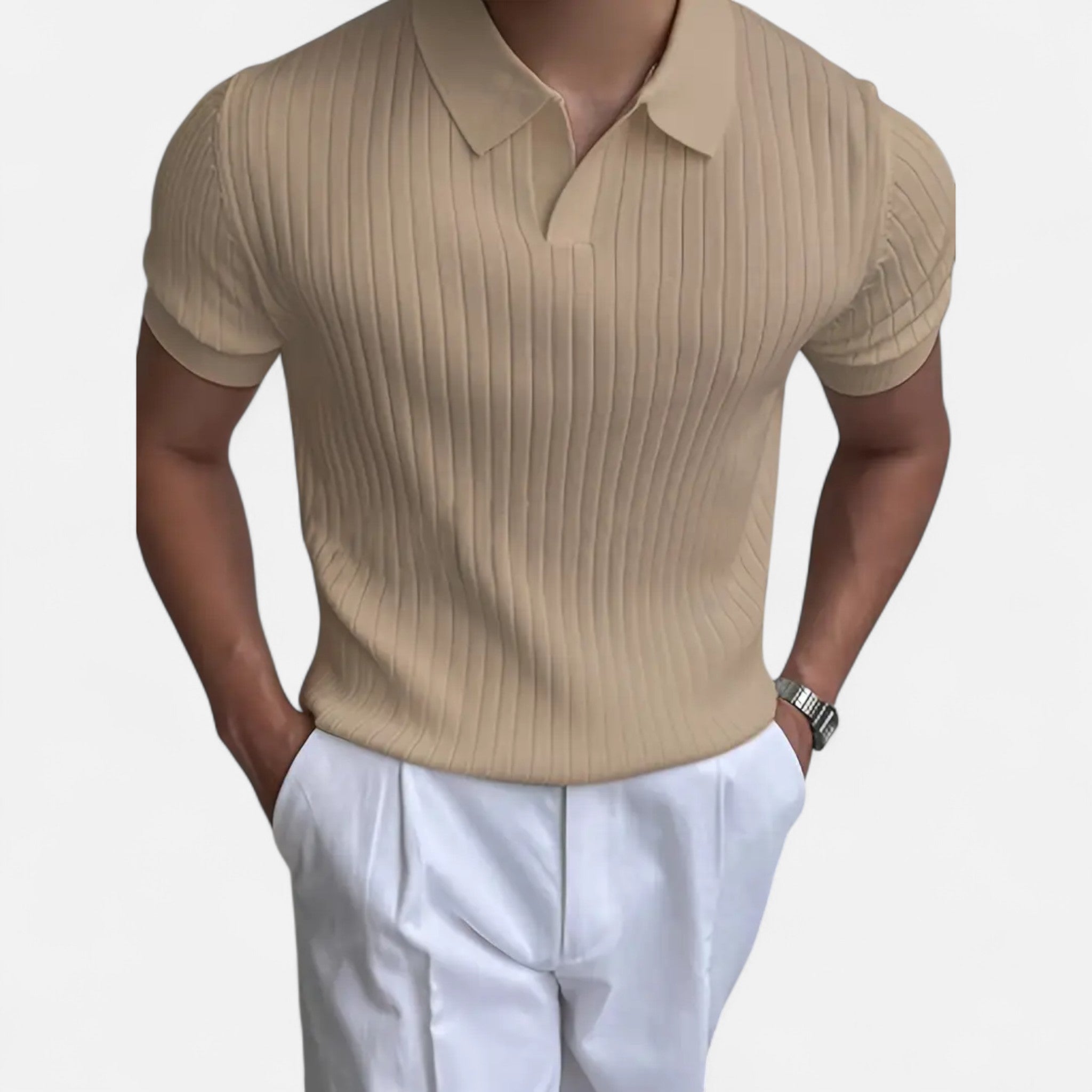 Etclair Mode | Men’s Ribbed Knit Polo Shirt