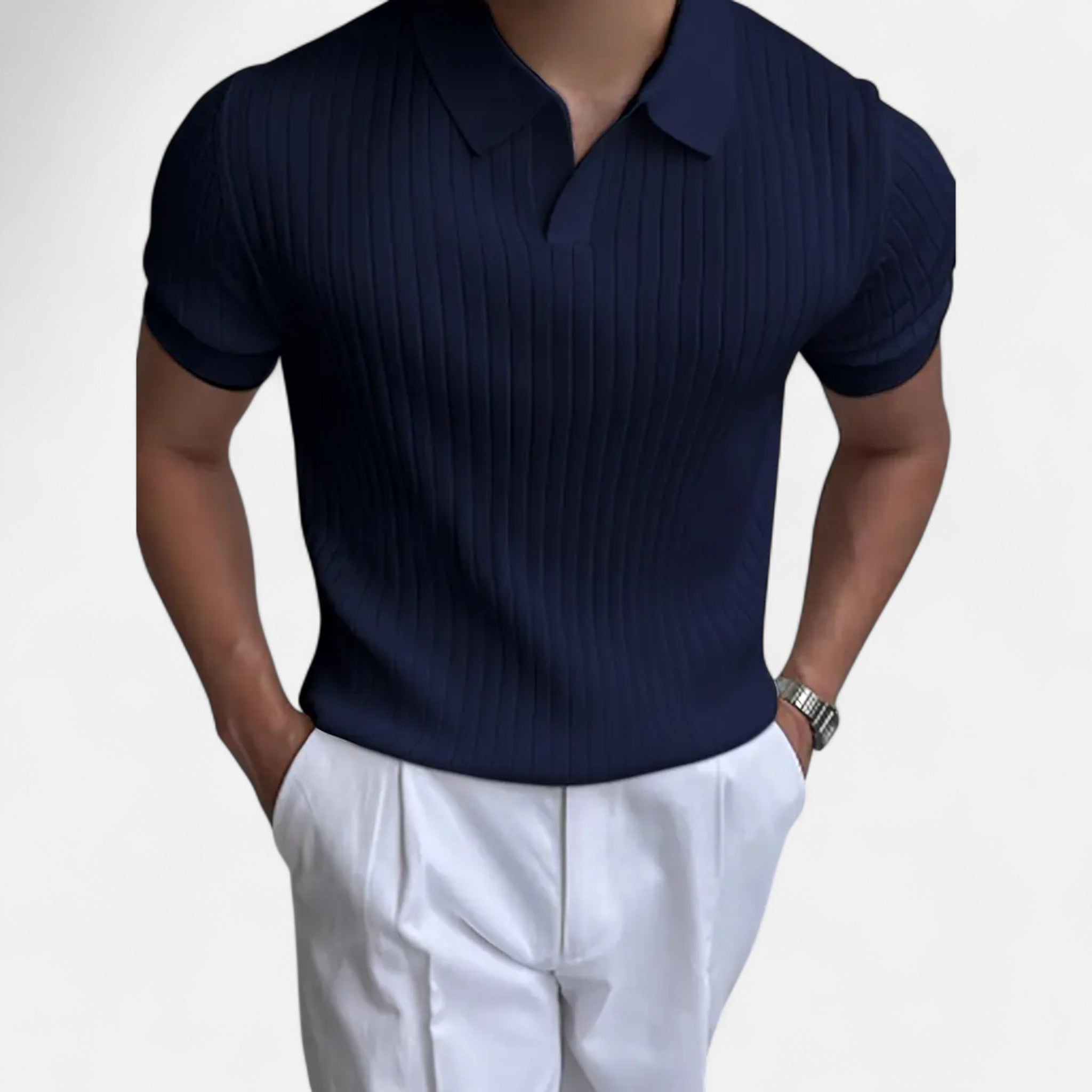 Etclair Mode | Men’s Ribbed Knit Polo Shirt