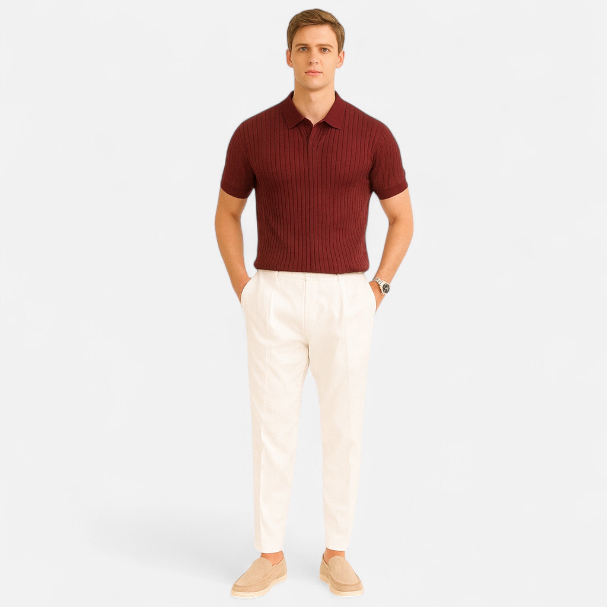 Etclair Mode | Men’s Ribbed Knit Polo Shirt