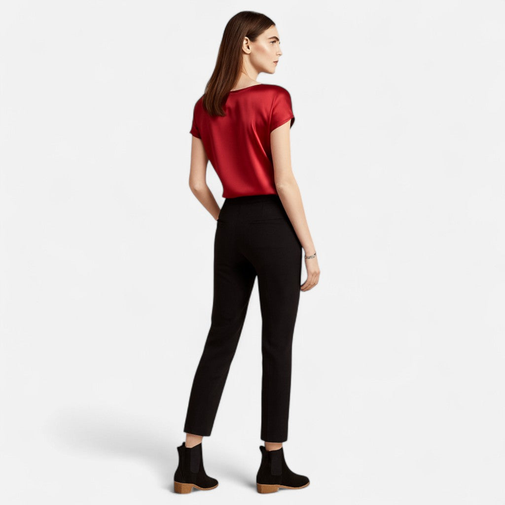 Etclair Mode | Women’s Heritage Satin Short Sleeve Blouse