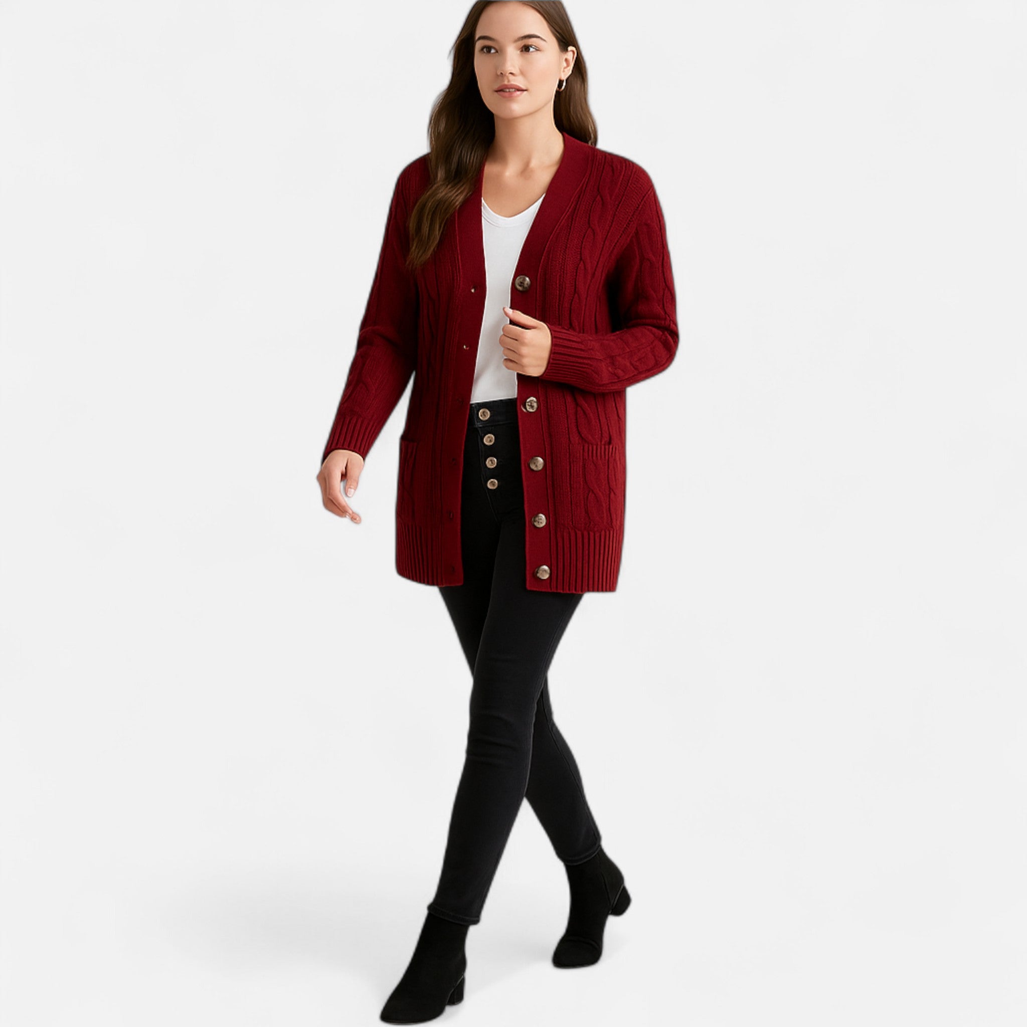 Etclair Mode | Women’s Vintage Cable Knit Cardigan