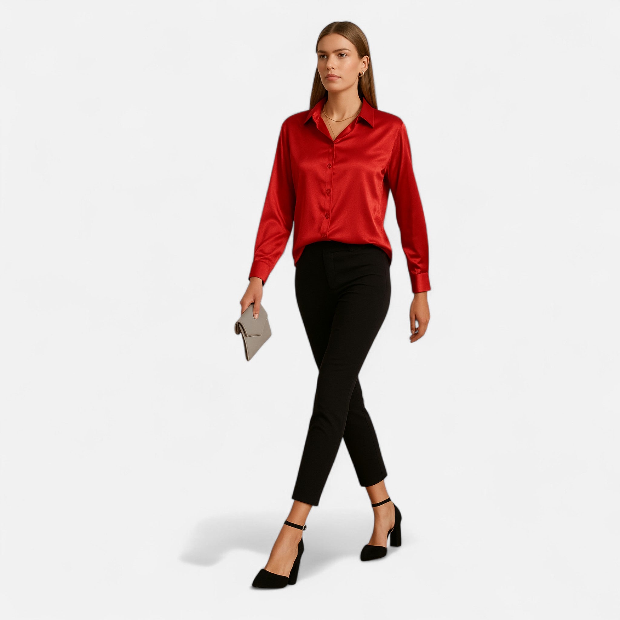 Etclair Mode | Women’s Elegant Lapel Satin Shirt
