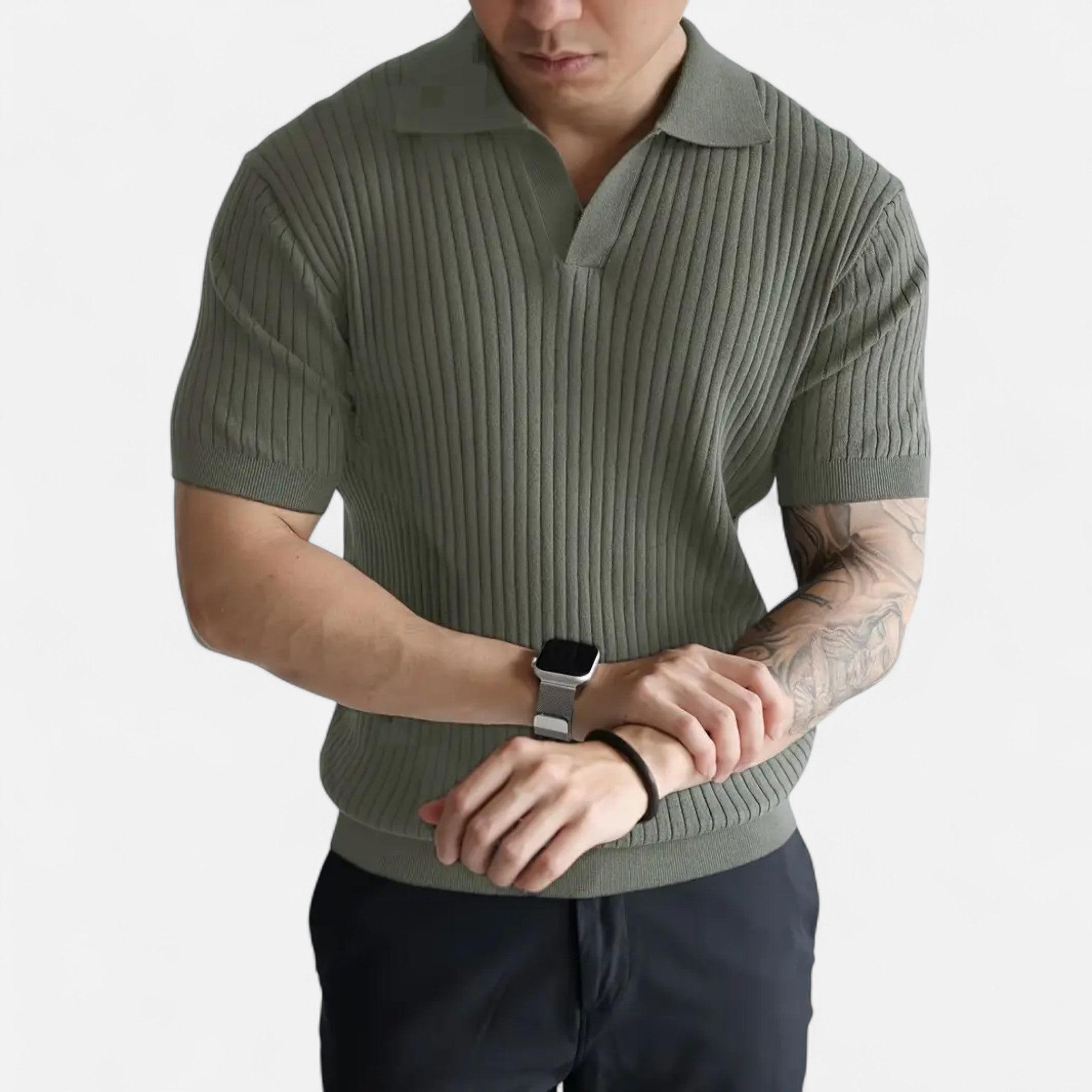 Etclair Mode | Men’s Ribbed Knit Polo Shirt