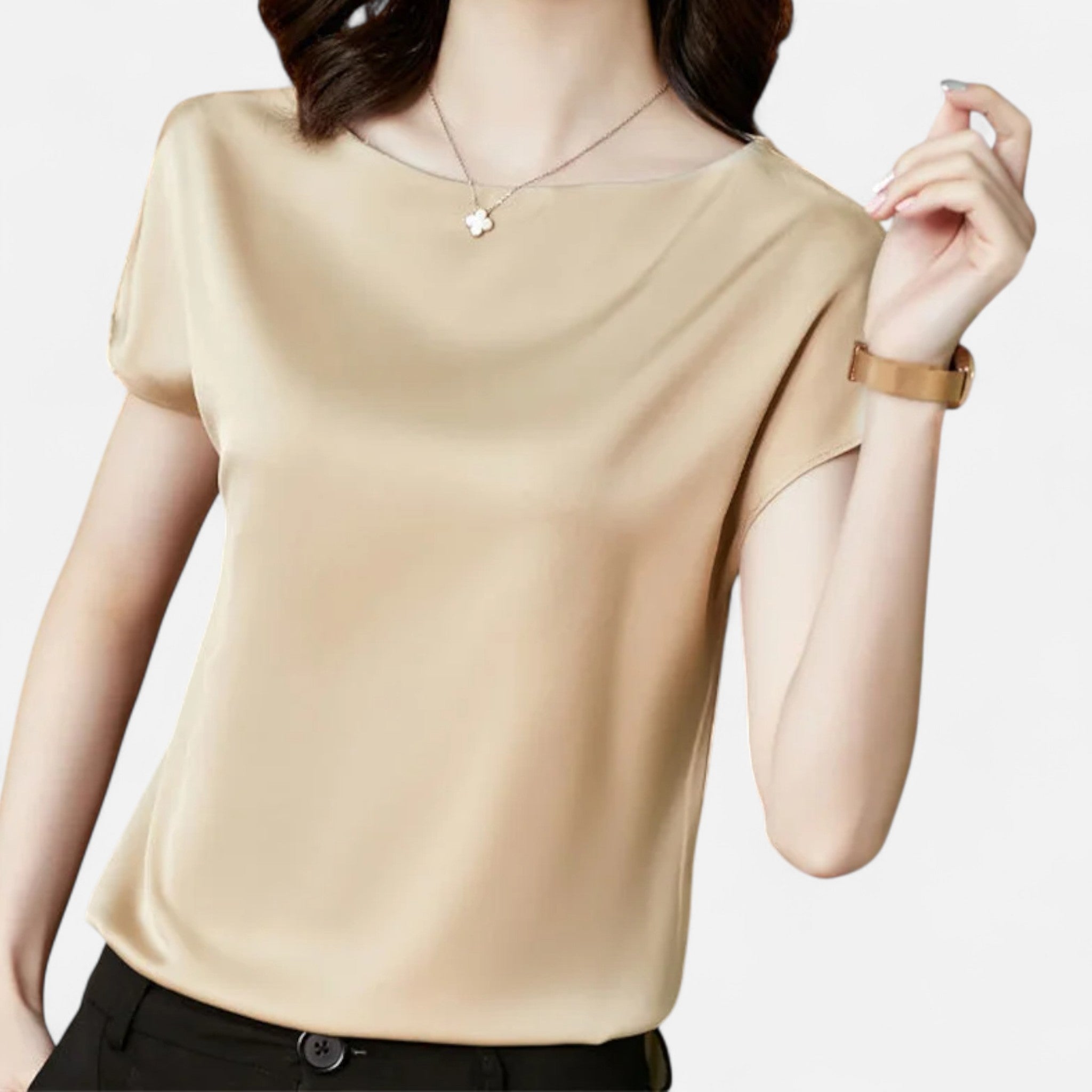Etclair Mode | Women’s Heritage Satin Short Sleeve Blouse