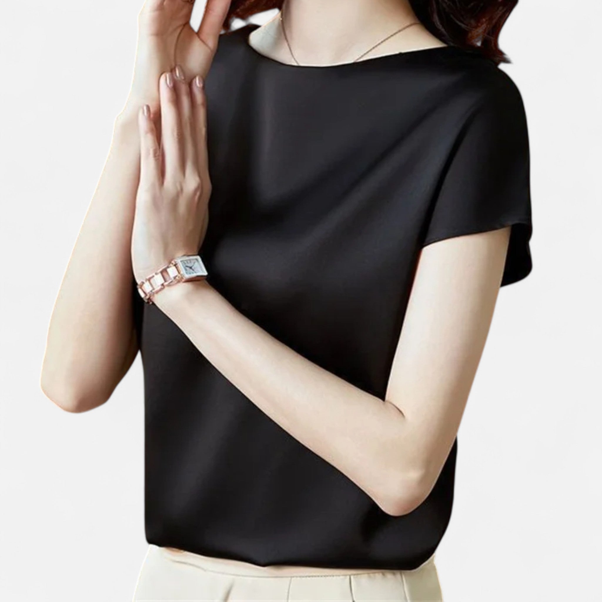 Etclair Mode | Women’s Heritage Satin Short Sleeve Blouse
