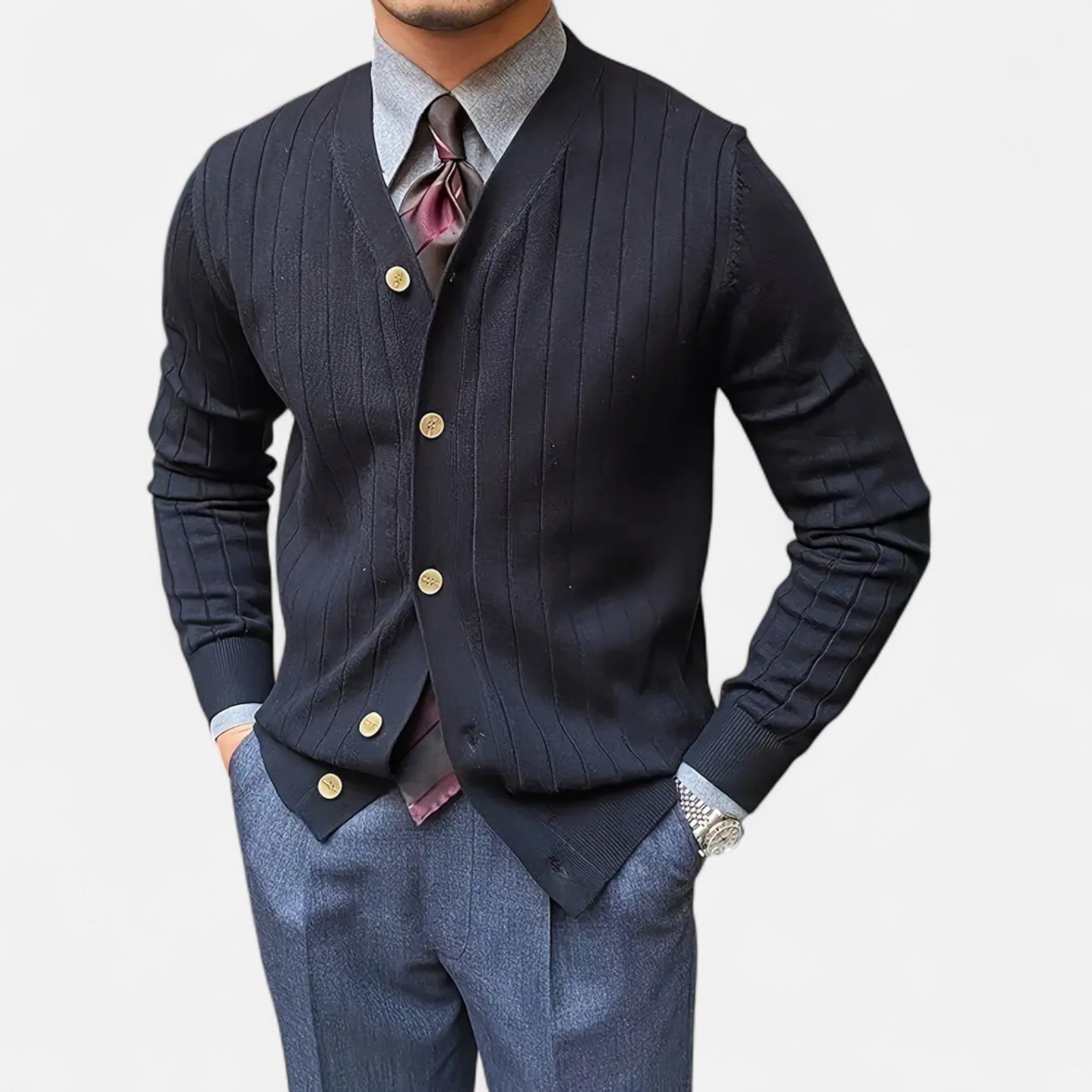 Etclair Mode | Men’s Classic Wool Button Cardigan