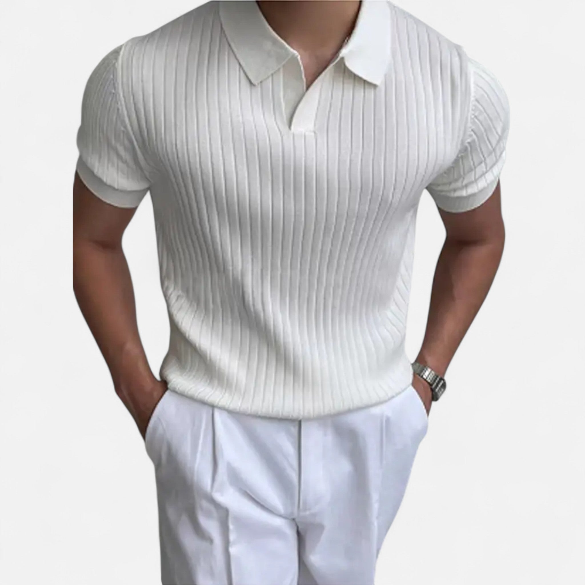 Etclair Mode | Men’s Ribbed Knit Polo Shirt
