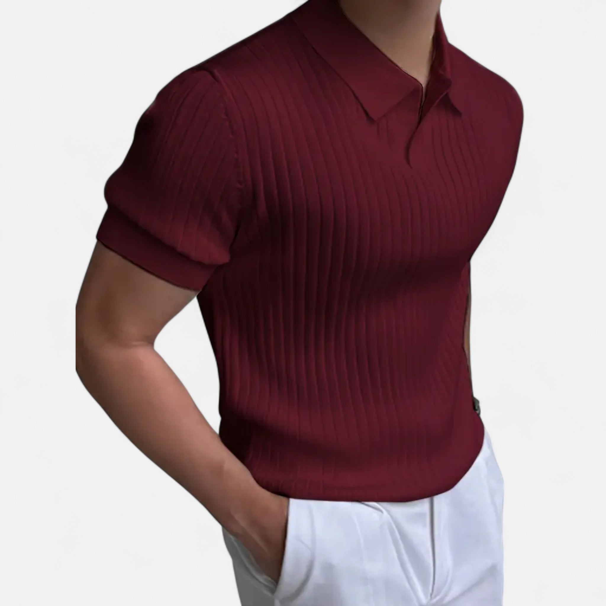 Etclair Mode | Men’s Ribbed Knit Polo Shirt