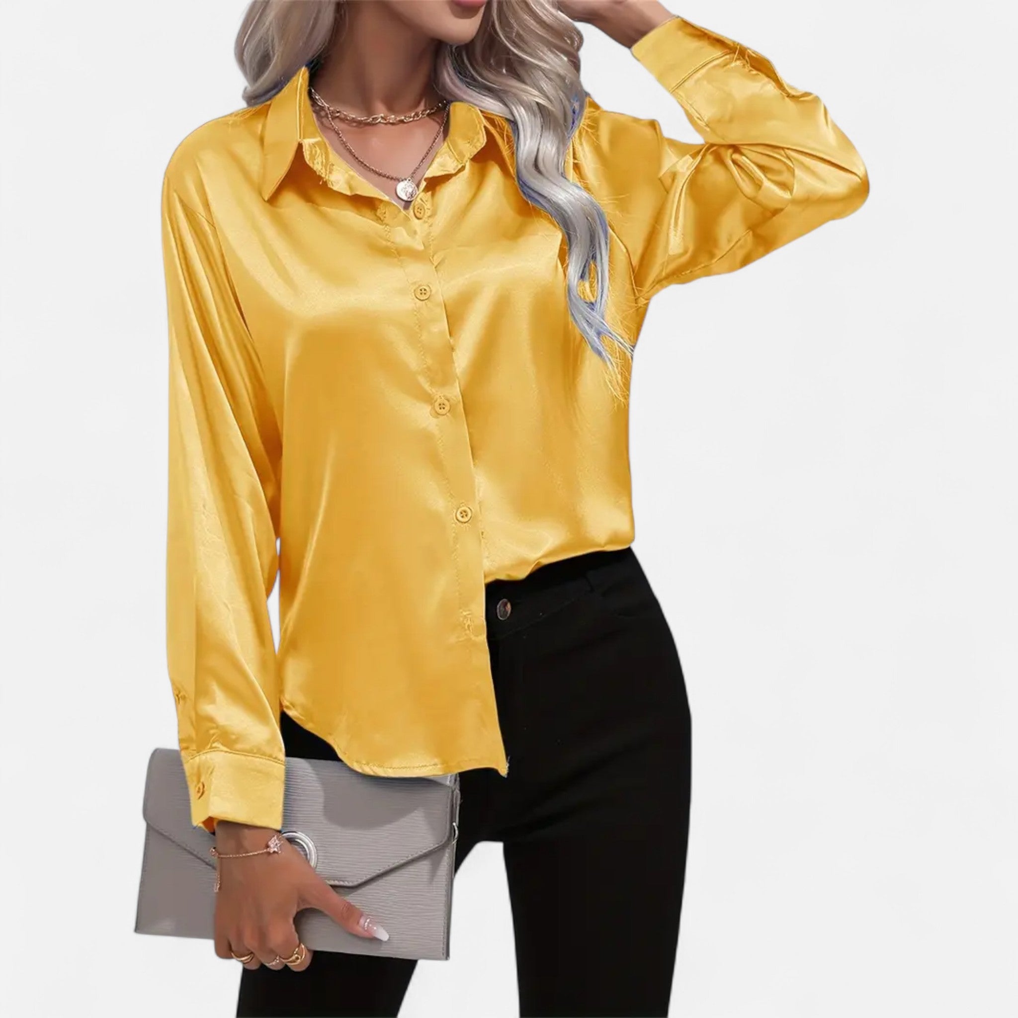 Etclair Mode | Women’s Elegant Lapel Satin Shirt