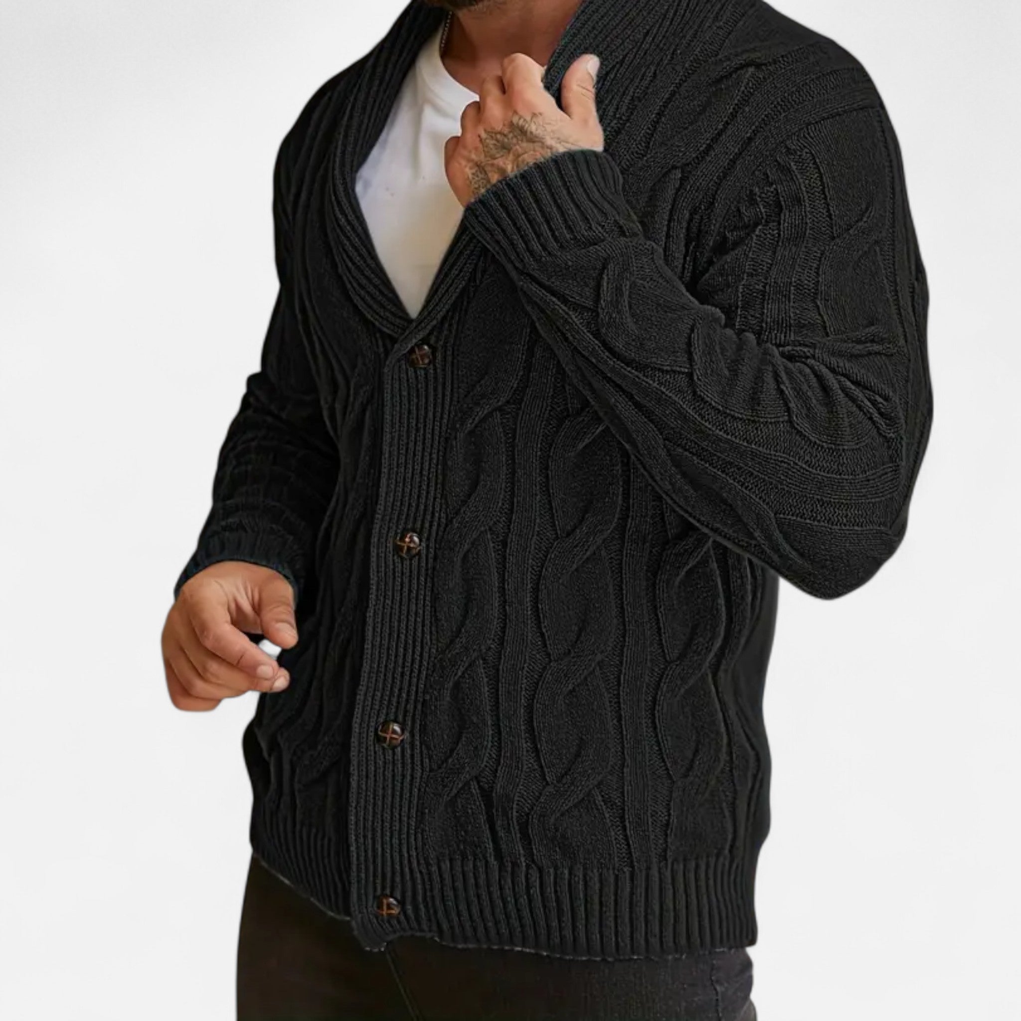 Etclair Mode | Men’s Graphic Lapel Cardigan Sweater
