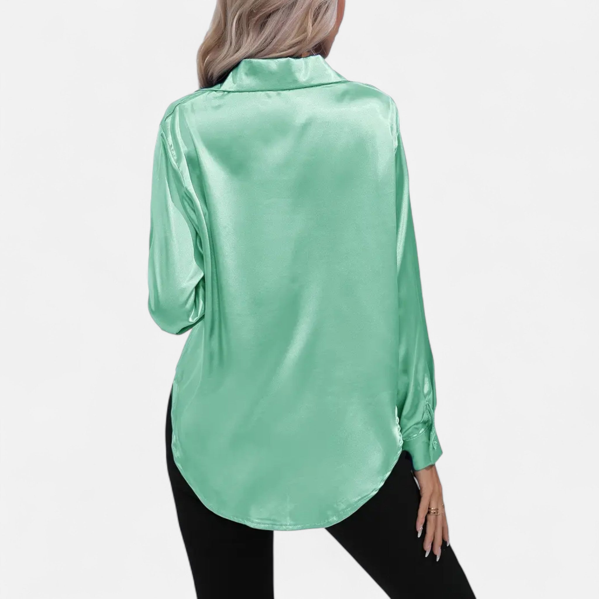 Etclair Mode | Women’s Elegant Lapel Satin Shirt