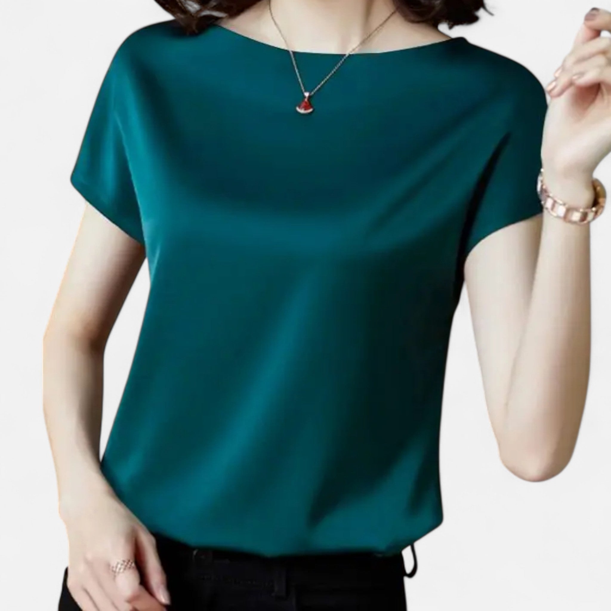 Etclair Mode | Women’s Heritage Satin Short Sleeve Blouse