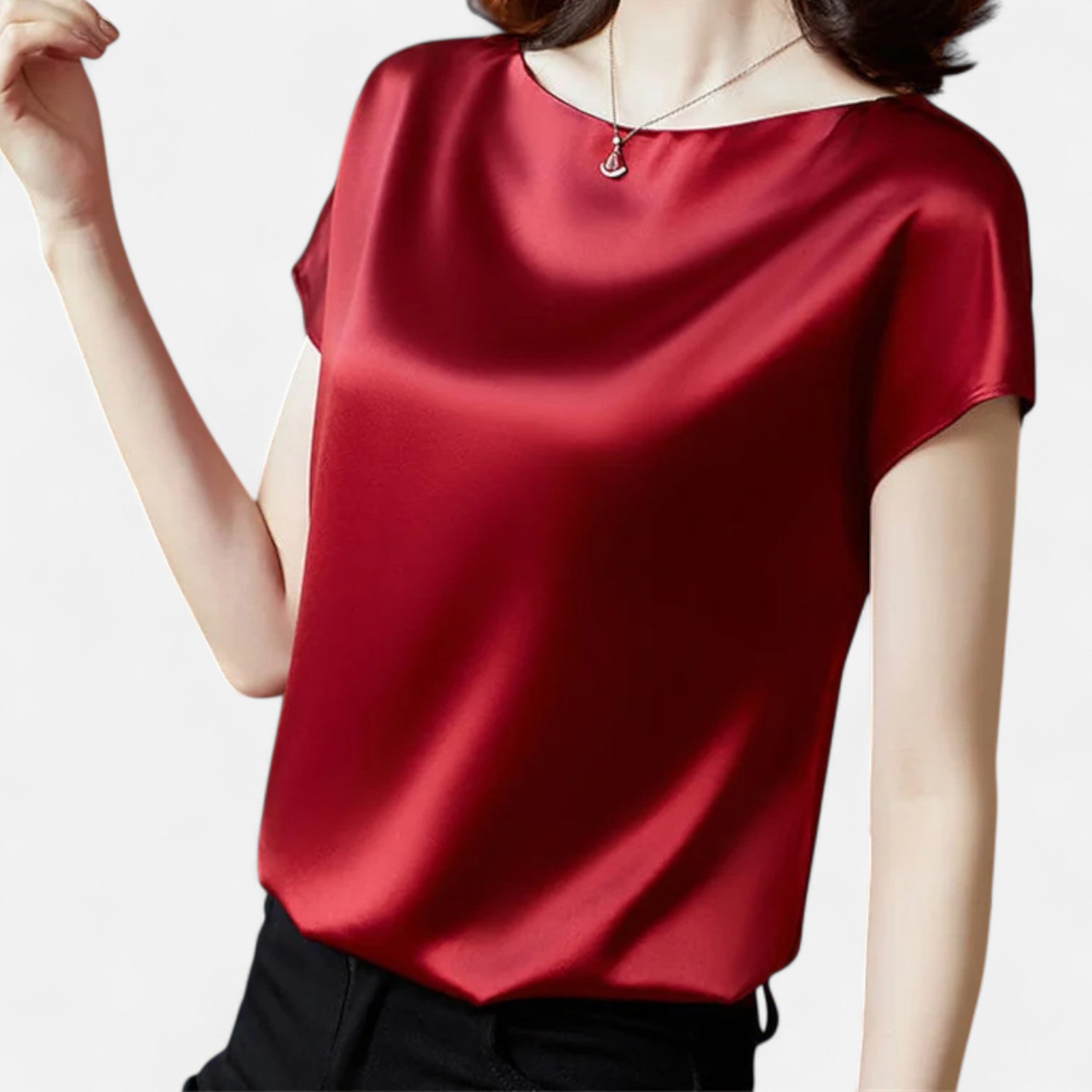 Etclair Mode | Women’s Heritage Satin Short Sleeve Blouse