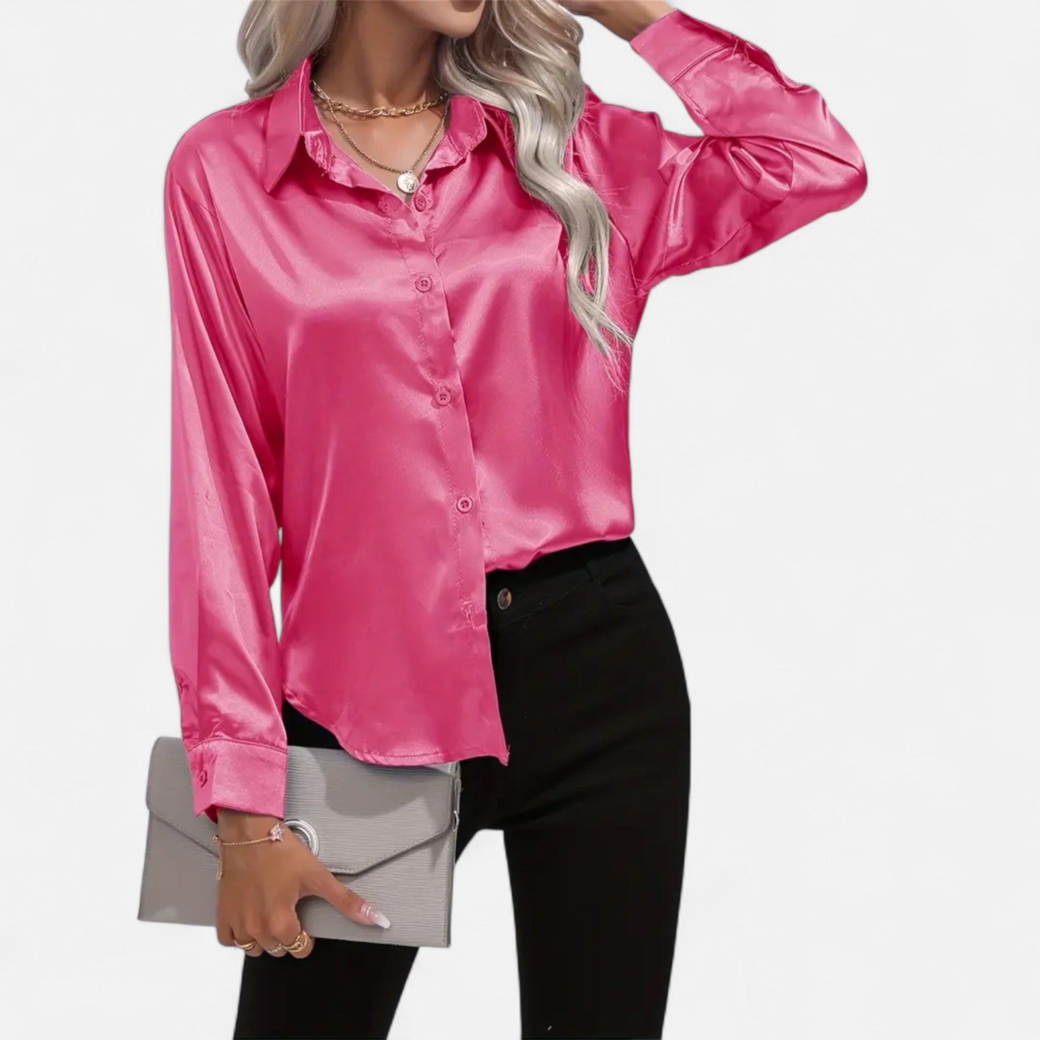 Etclair Mode | Women’s Elegant Lapel Satin Shirt