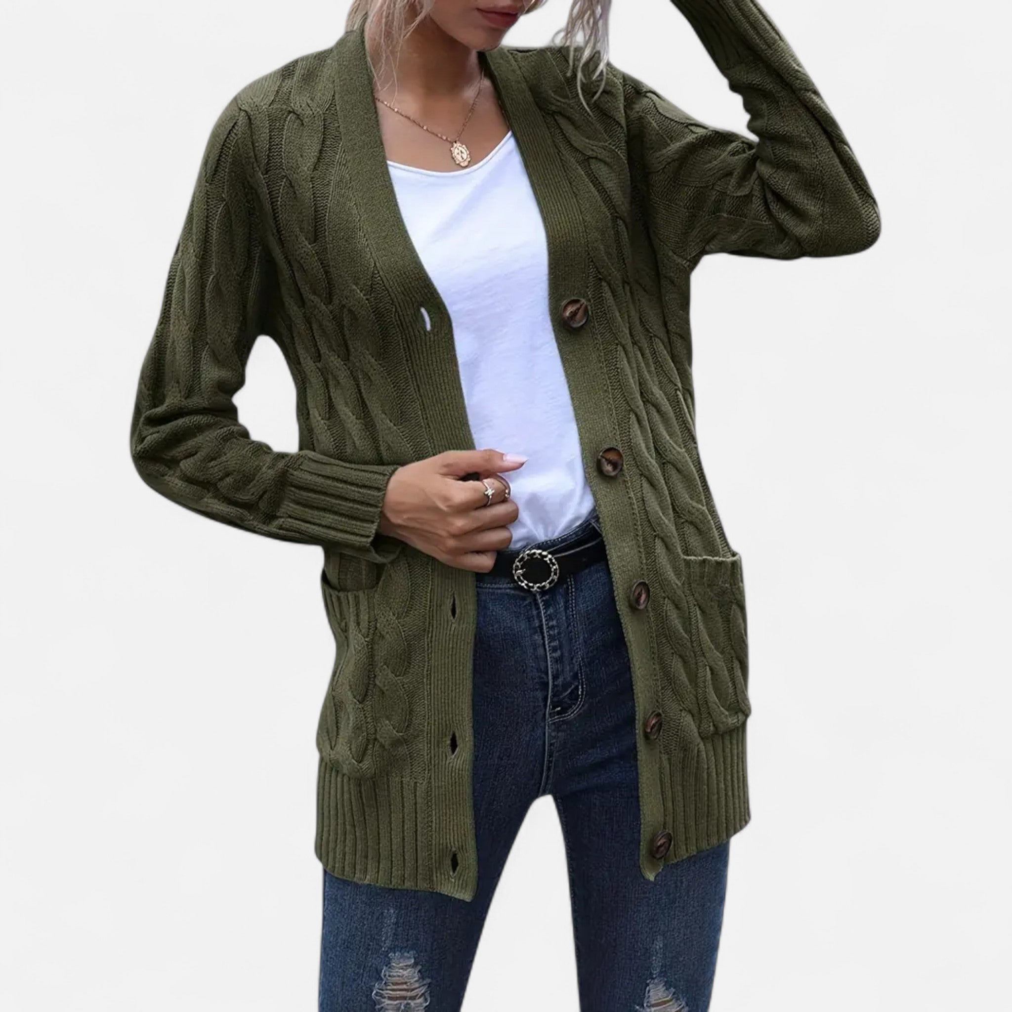 Etclair Mode | Women’s Vintage Cable Knit Cardigan