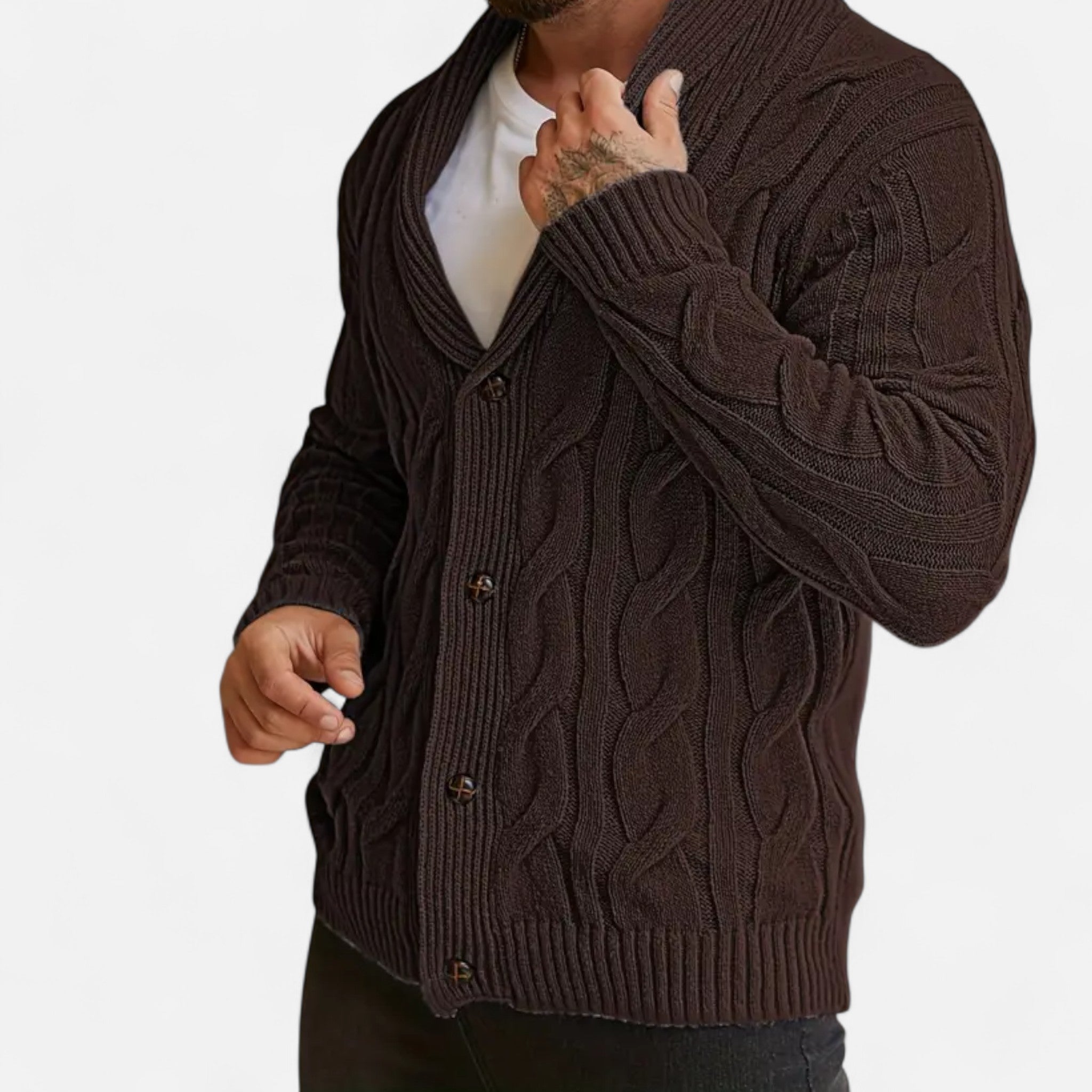 Etclair Mode | Men’s Graphic Lapel Cardigan Sweater