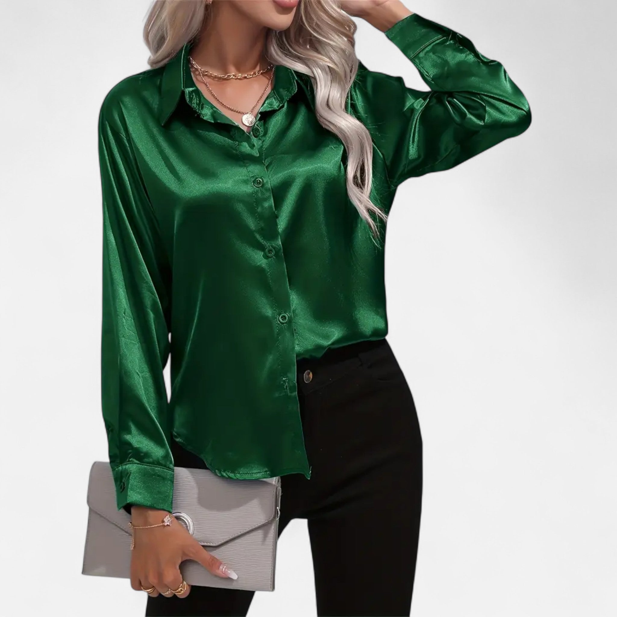 Etclair Mode | Women’s Elegant Lapel Satin Shirt
