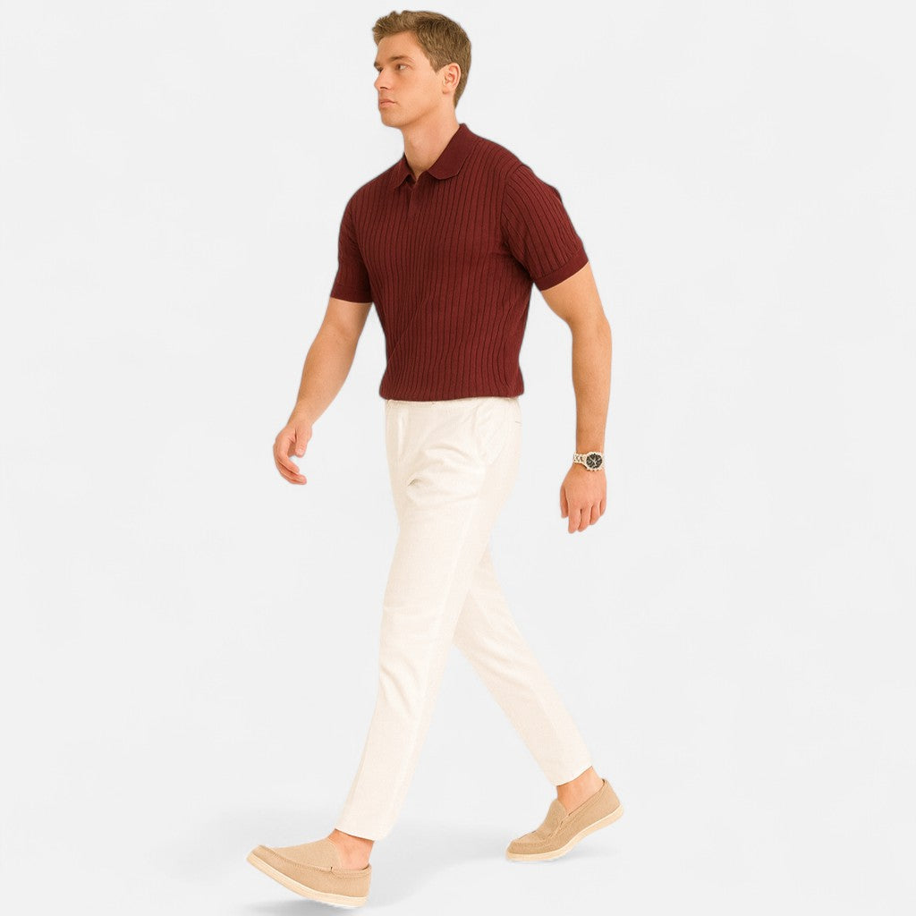 Etclair Mode | Men’s Ribbed Knit Polo Shirt