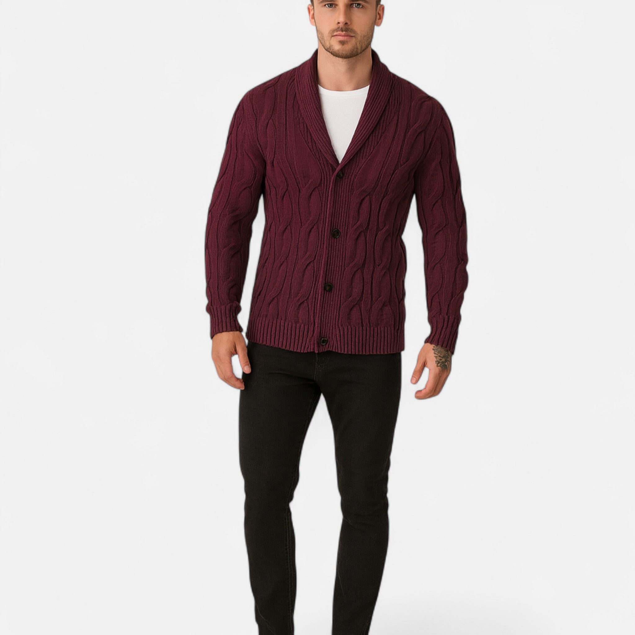 Etclair Mode | Men’s Graphic Lapel Cardigan Sweater