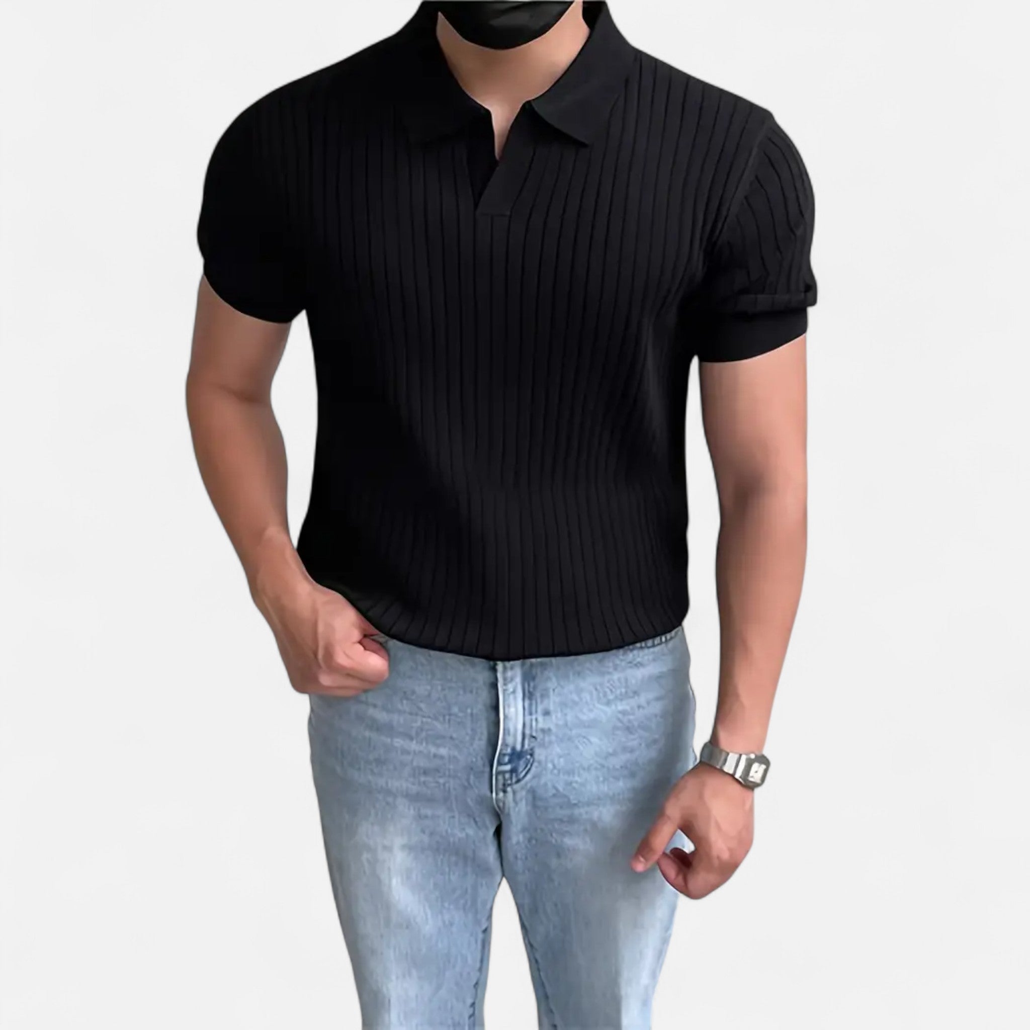 Etclair Mode | Men’s Ribbed Knit Polo Shirt