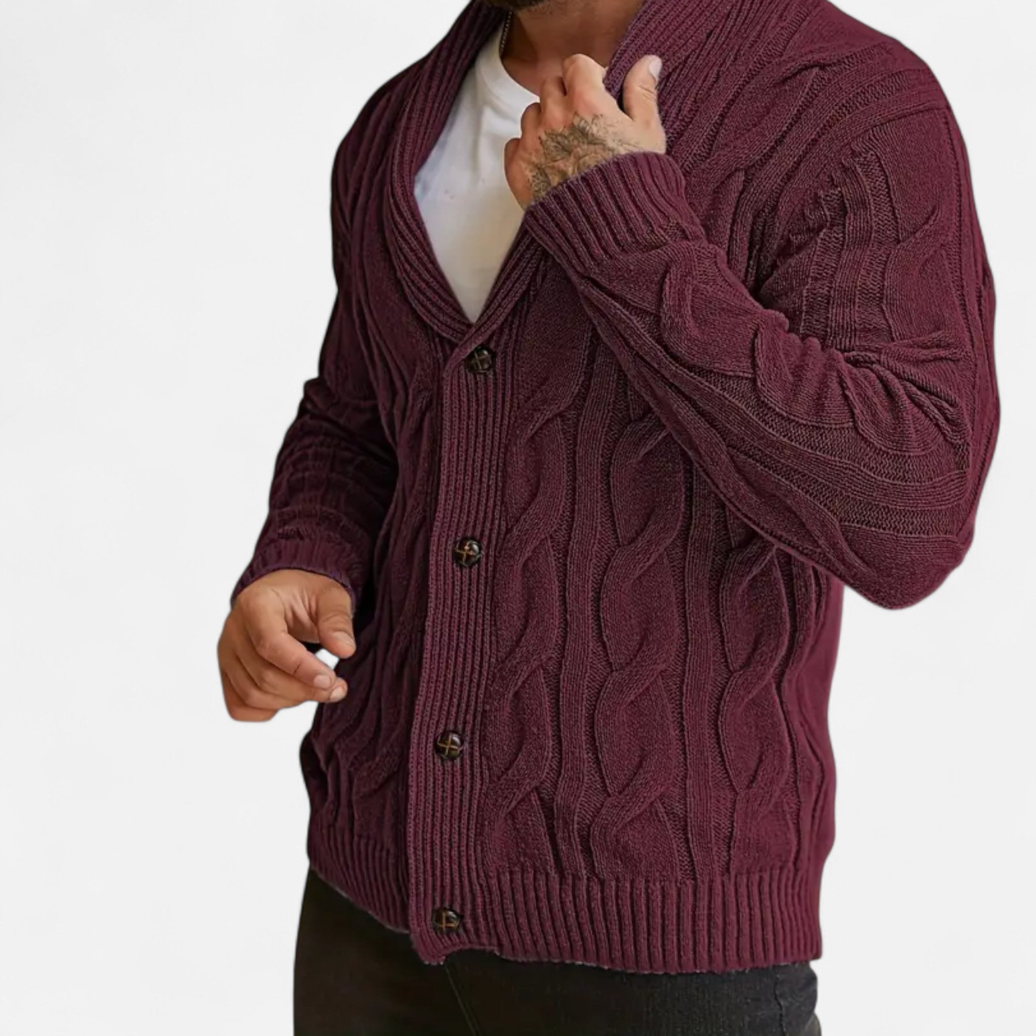 Etclair Mode | Men’s Graphic Lapel Cardigan Sweater